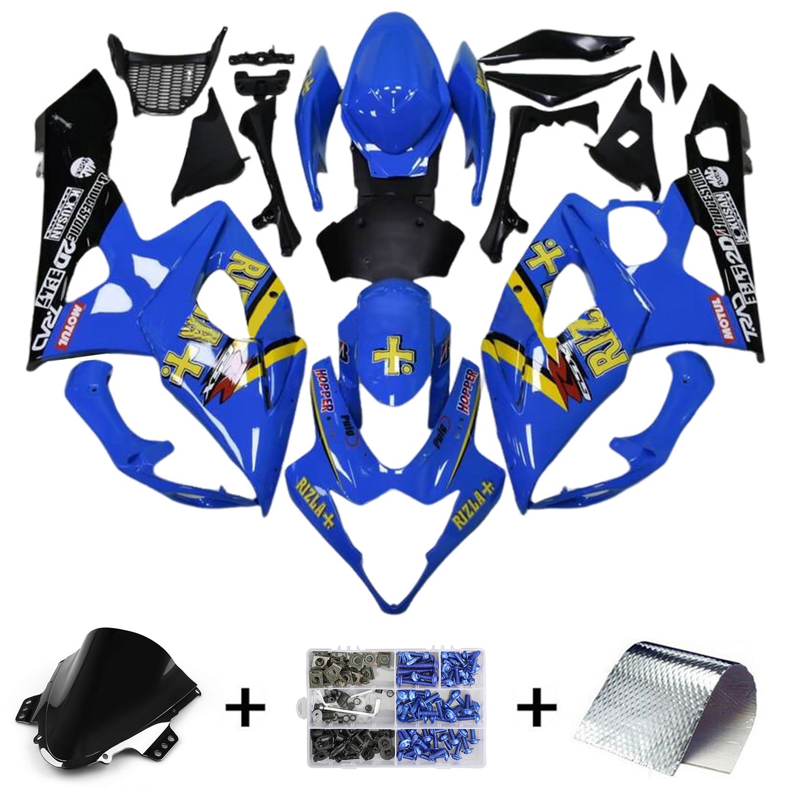 Amotopart 2005-2006 K5 GSXR1000 Suzuki Kit de carénage bleu et jaune