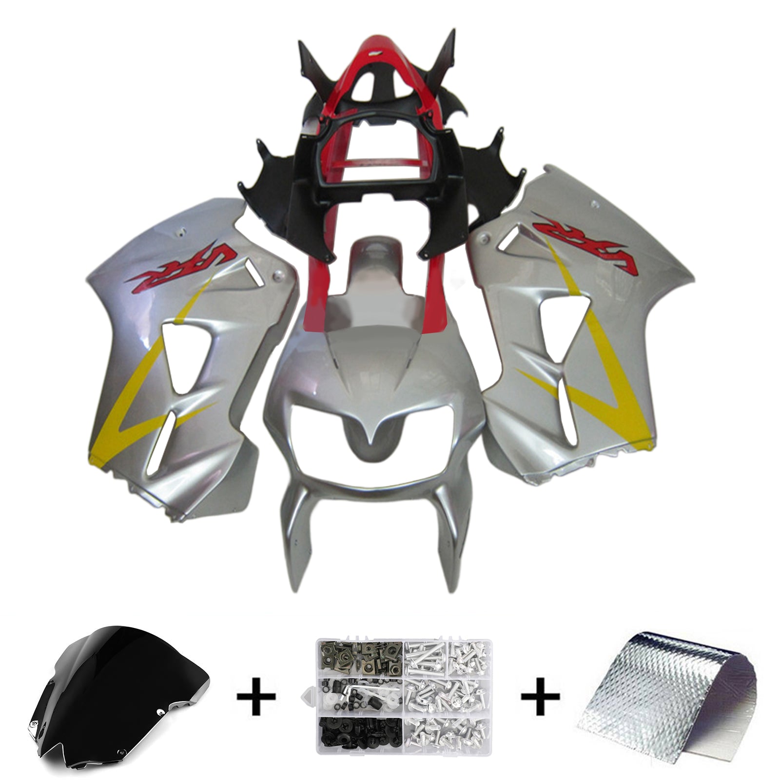 Amotopart 2002-2013 Honda VFR800 Kit de carénage gris et rouge