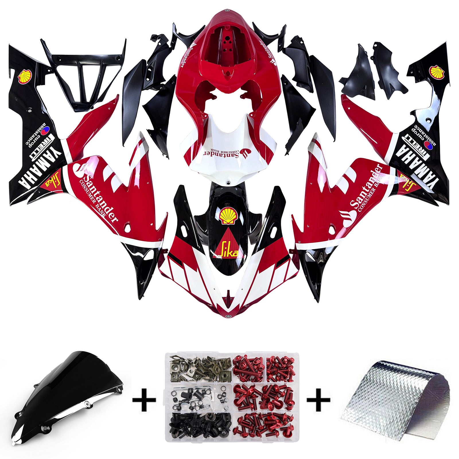Amotopart 2004-2006 Yamaha YZF 1000 R1 Red White Yellow Fairing Kit