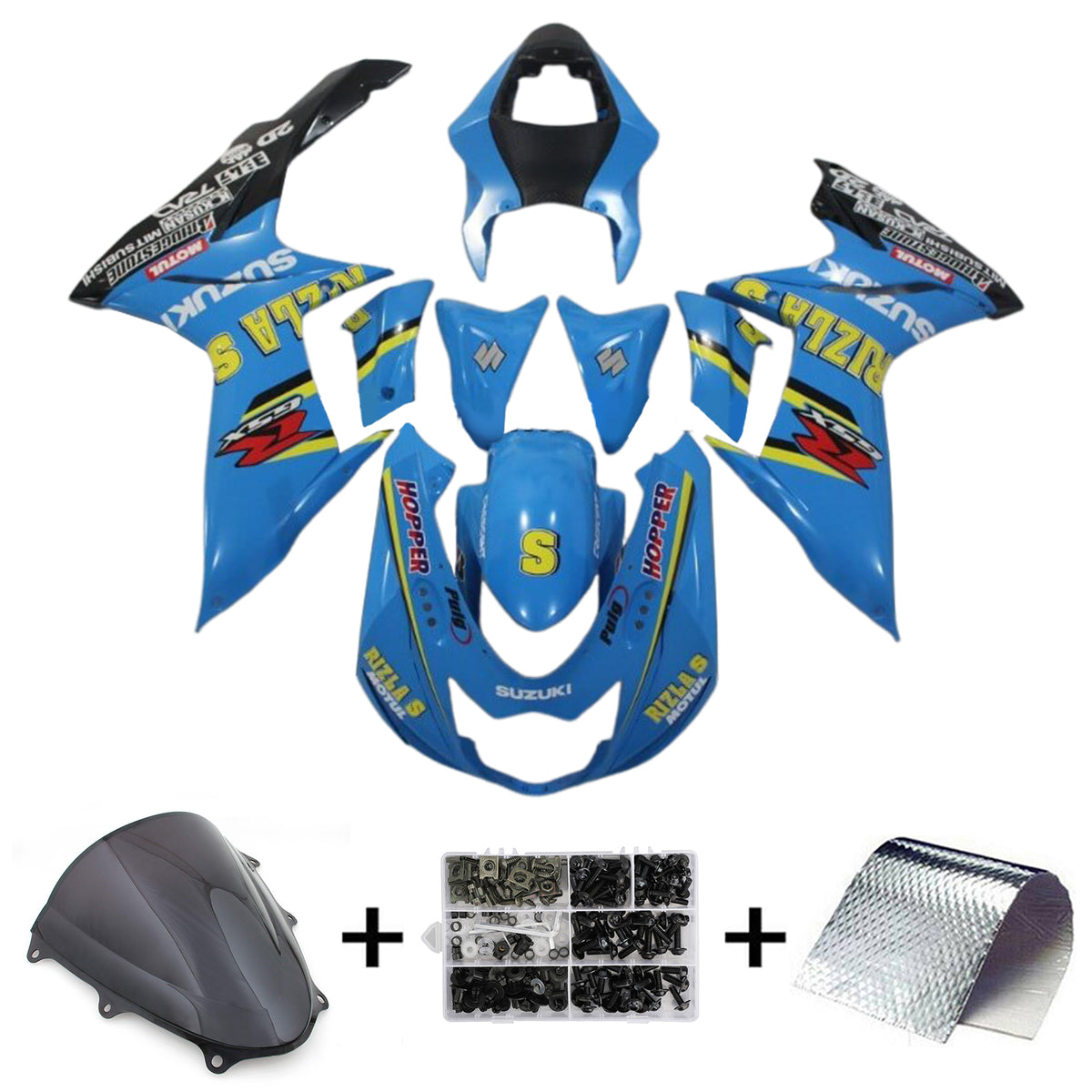 Amotopart 2011-2024 K11 GSXR 600/750 Suzuki Blau&amp;Gelb Style2 Verkleidungssatz