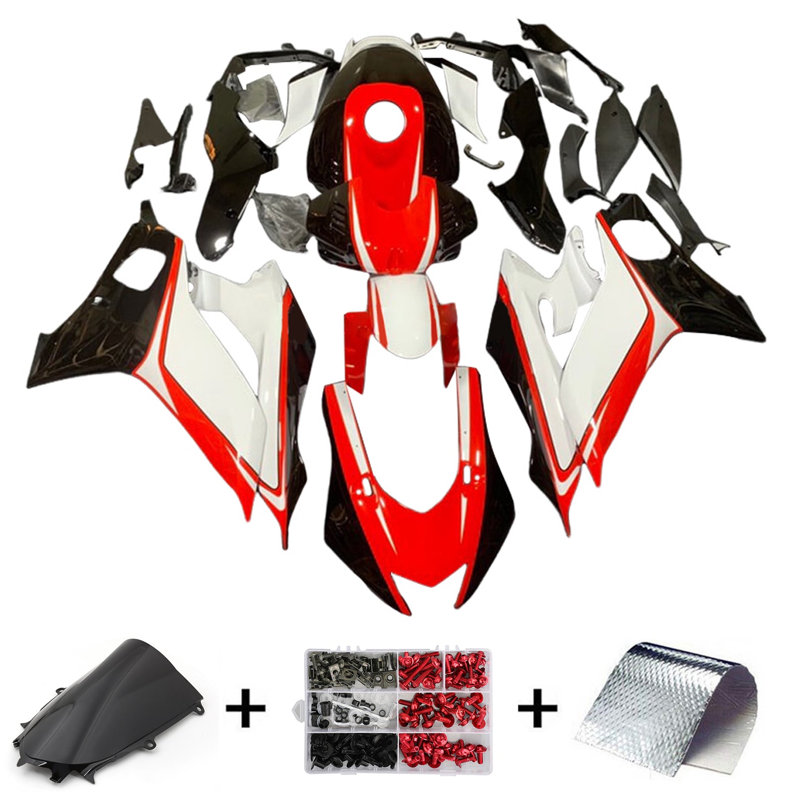 Amotopart 2017-2023 Yamaha YZF R6 Black White Red Fairing Kit