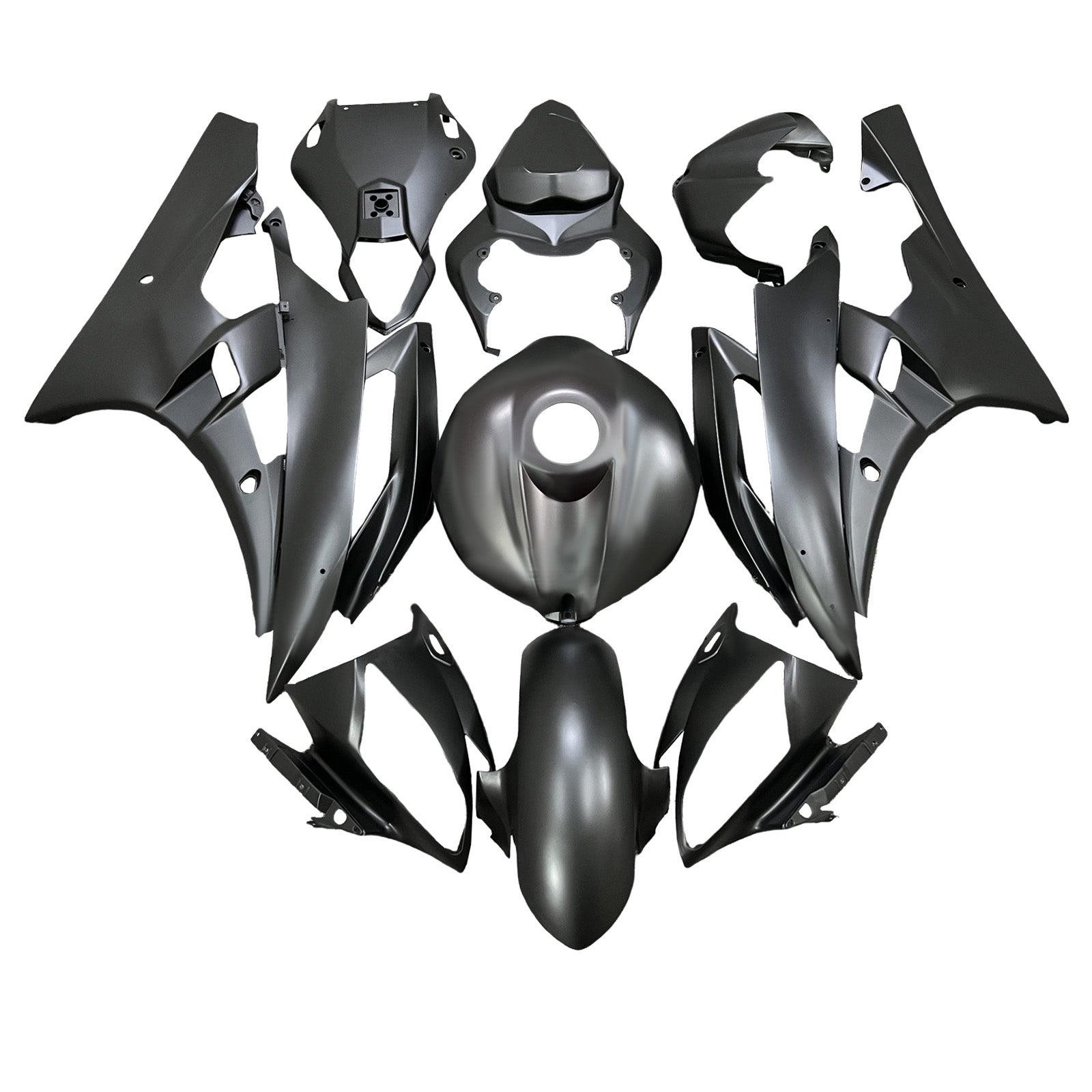 YZF-R6 フェアリングキット Amotopart 2006-2007 ヤマハ YZF-R6 マットブラック フェアリングキット