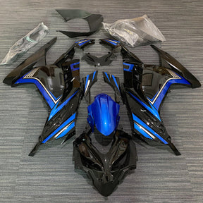 Amotopart 2013-2024 Kawasaki EX300/Ninja300 Verkleidungssatz, glänzend blau und schwarz