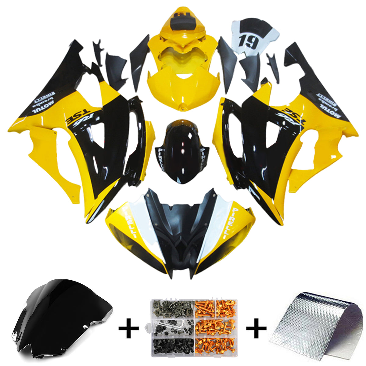 Amotopart 2008-2016 Yamaha YZF 600 R6 Yellow&Black Style1 Fairing Kit