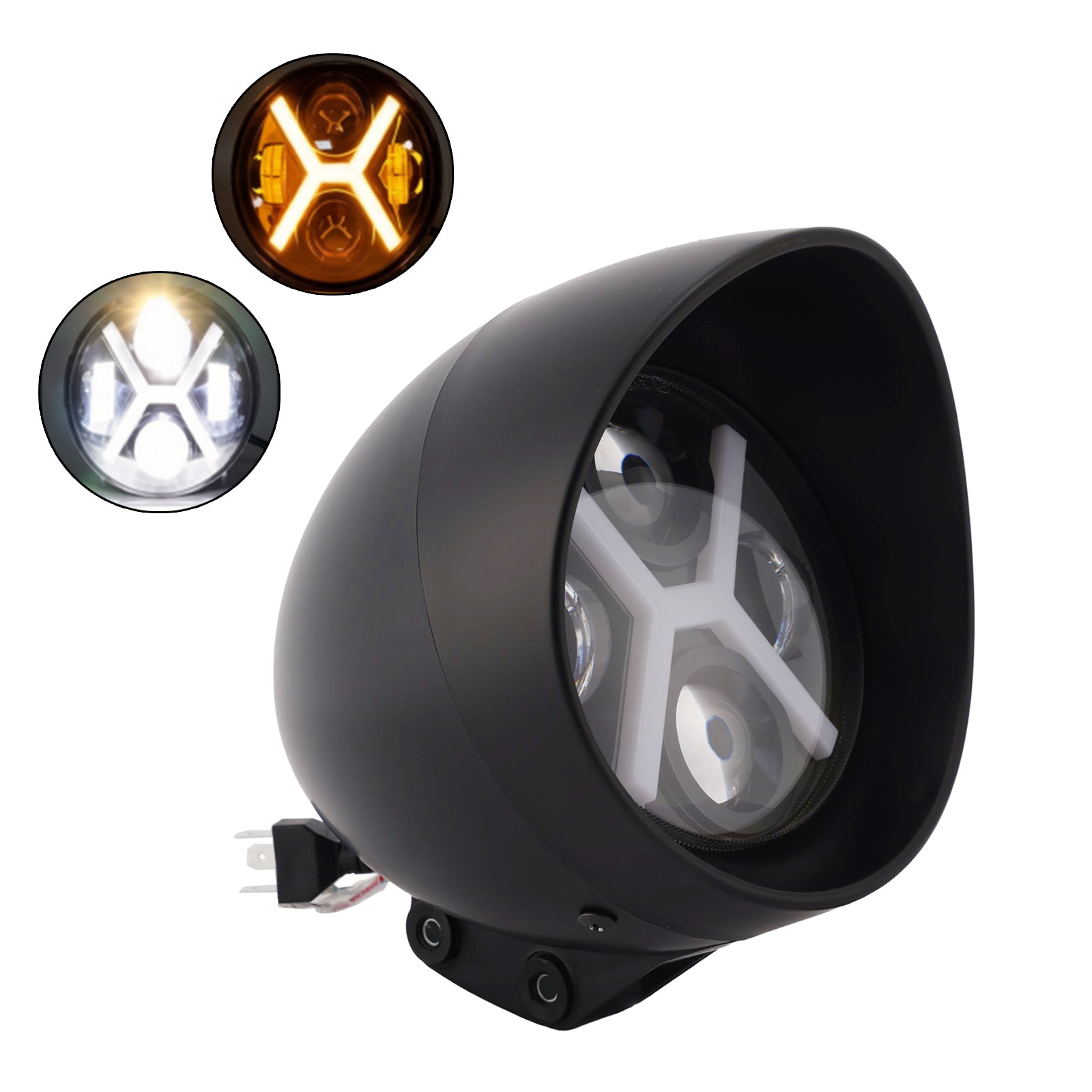 5.75" Motorcycle Spotlight Headlight Led 4000lm Cruise Cafe Racer Chrome