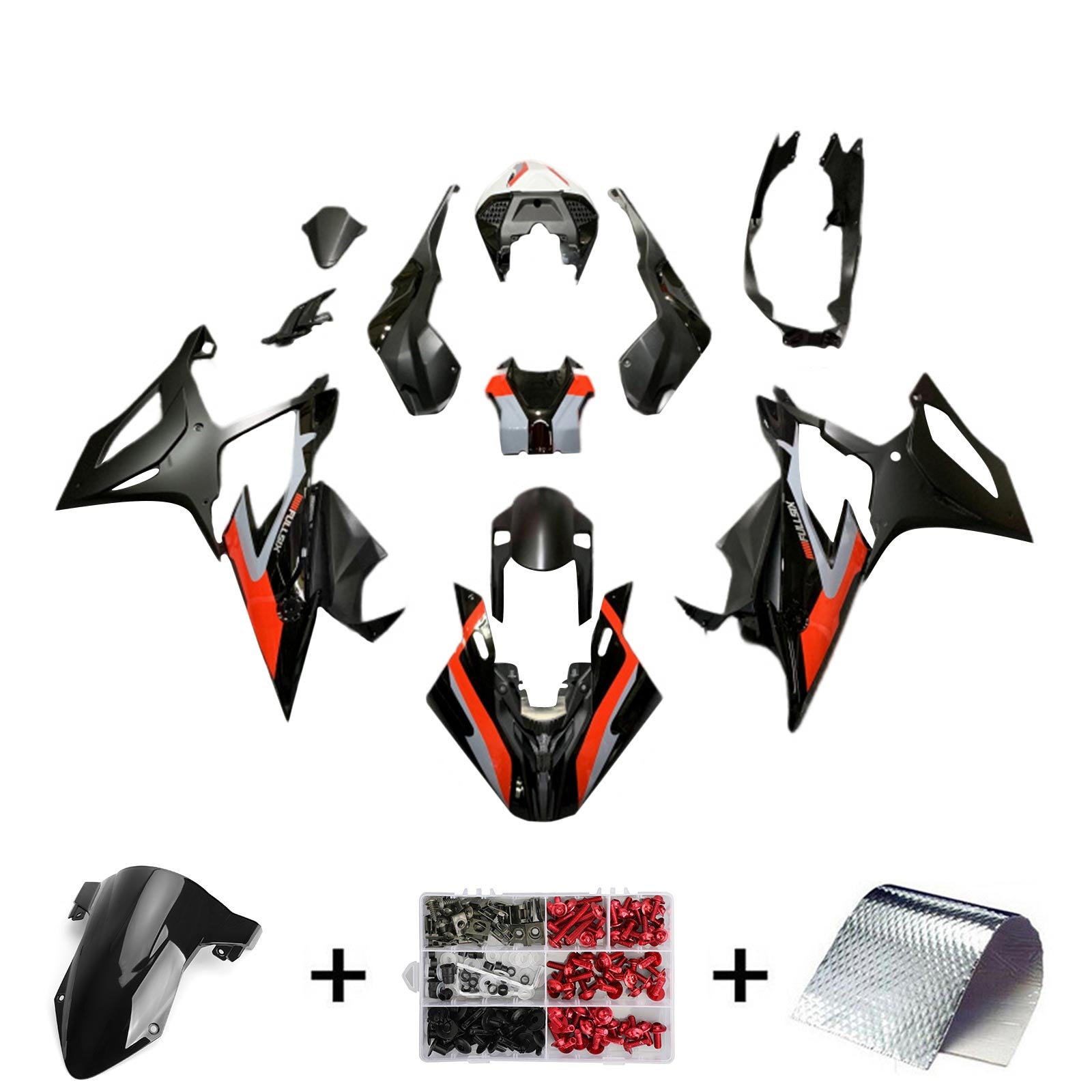 Amotopart BMW S1000RR 2019-2022 Red&Black Style1 Fairing Kit