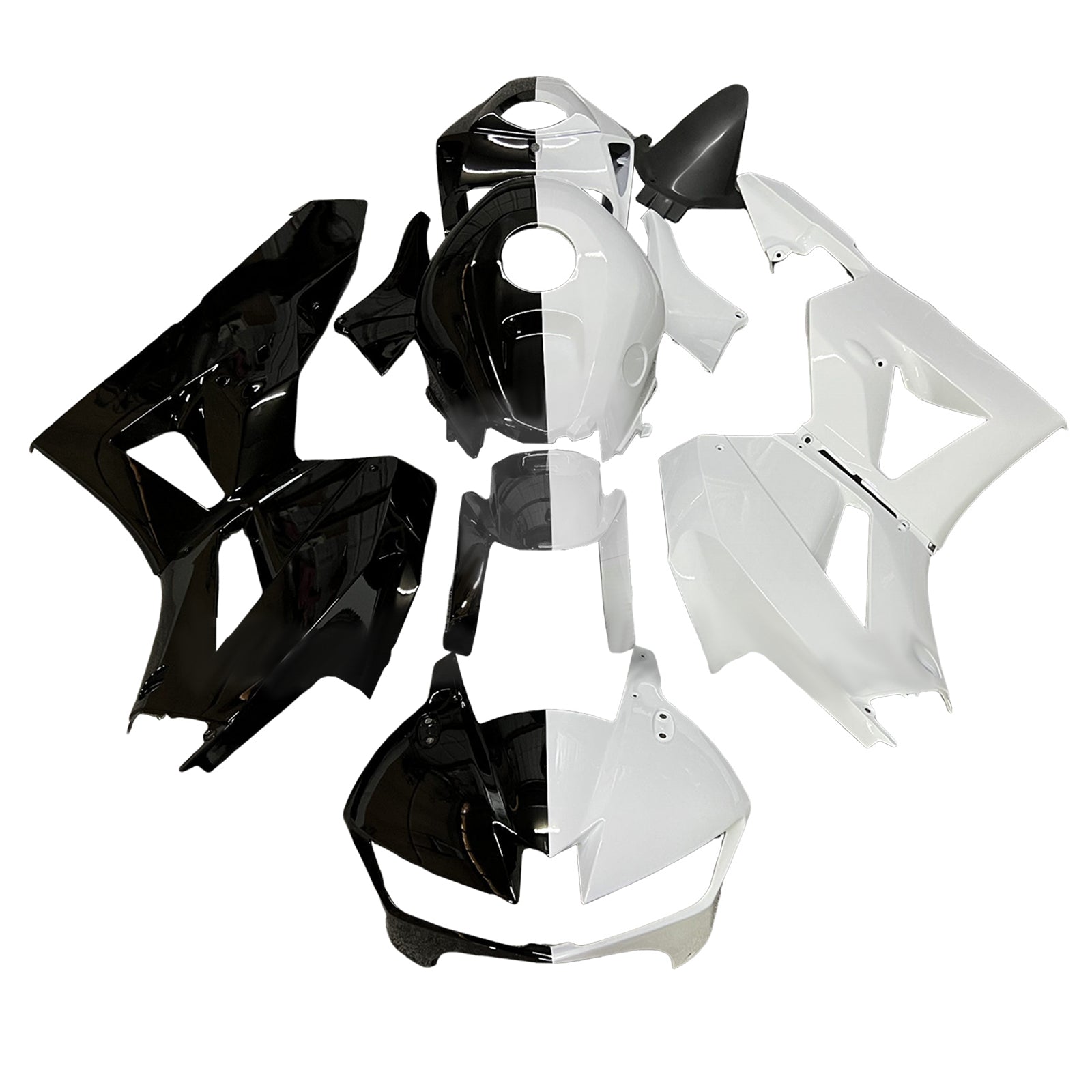 Amotopart 13-25 version américaine & Kit de carénage noir brillant et blanc pour Honda CBR600RR (version européenne 2013-2023)