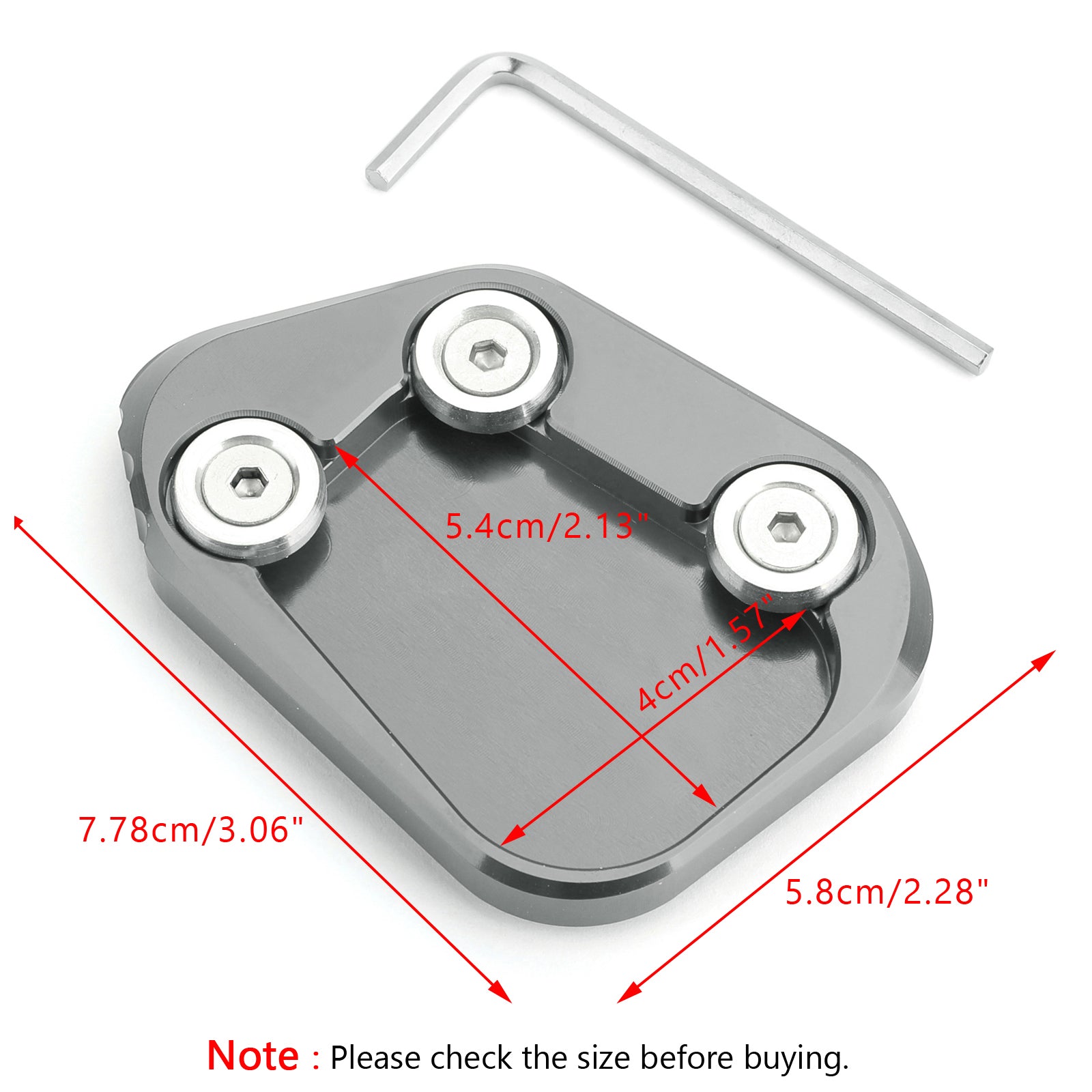 1x Honda CBR250RR 17-18 Kickstand Side Stand Extension Enlarger Pad Titanium