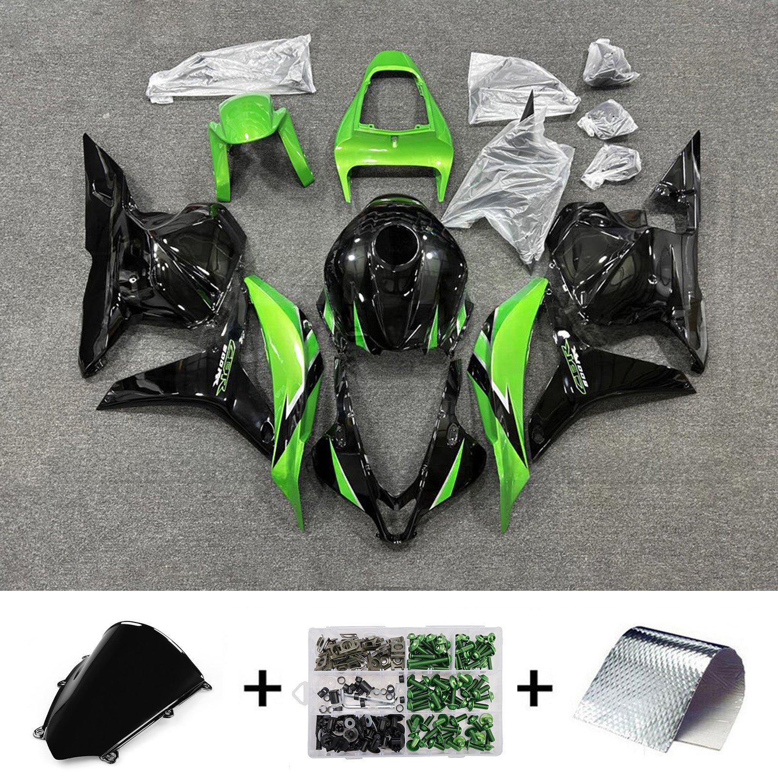 Amotopart 2009-2012 Honda CBR600RR groen-zwarte kuipset