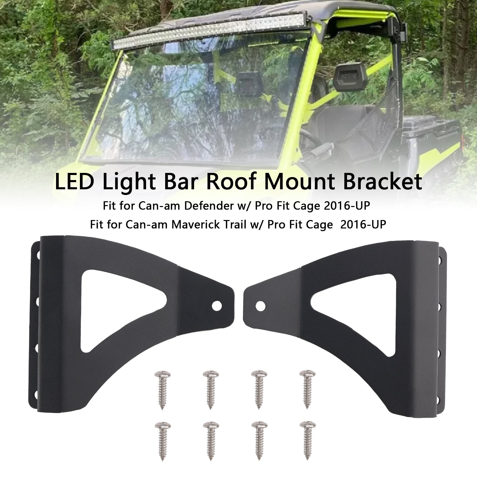 16-25 Can-am Defender Pro-Fit Cage 50"/52" LED Light Bar Roof Mount Bracket
