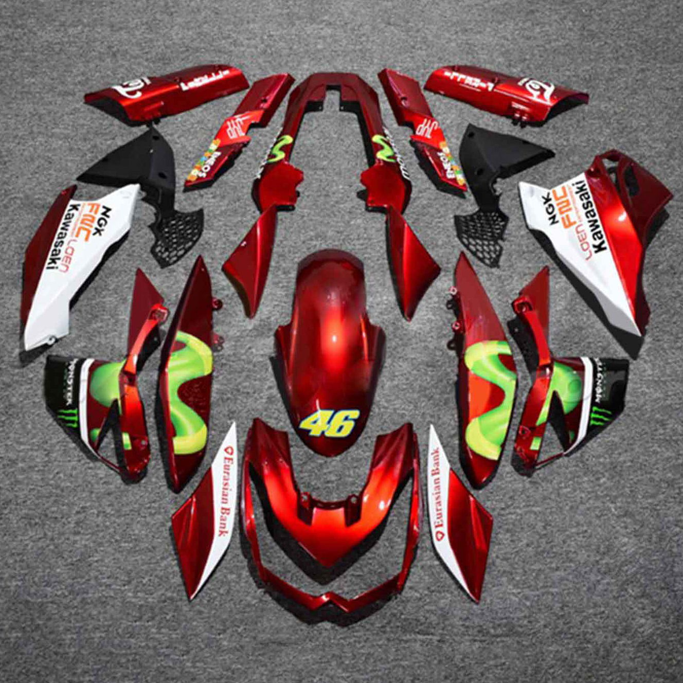 Amotopart 2010-2013 Z1000 Kawasaki Kit de carenado rojo y verde