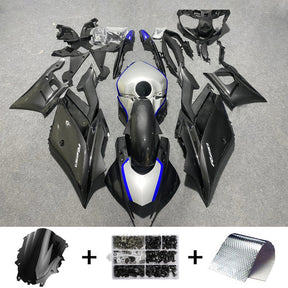 Amotopart 2019–2021 Yamaha YZF-R3 R25 Verkleidungssatz aus Karbonfaser, Schwarz/Silber