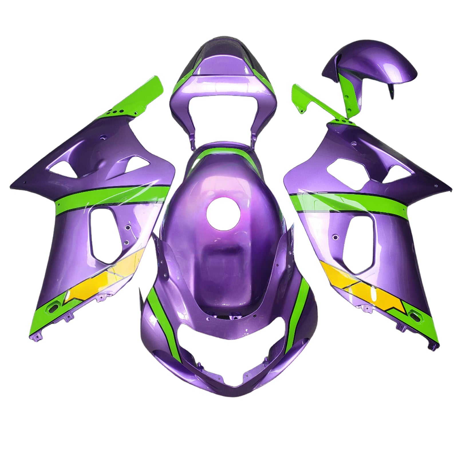 Amotopart Suzuki 00-03 GSXR 750 & 01-03 GSXR 600 Purple Green Line Fairing Kit