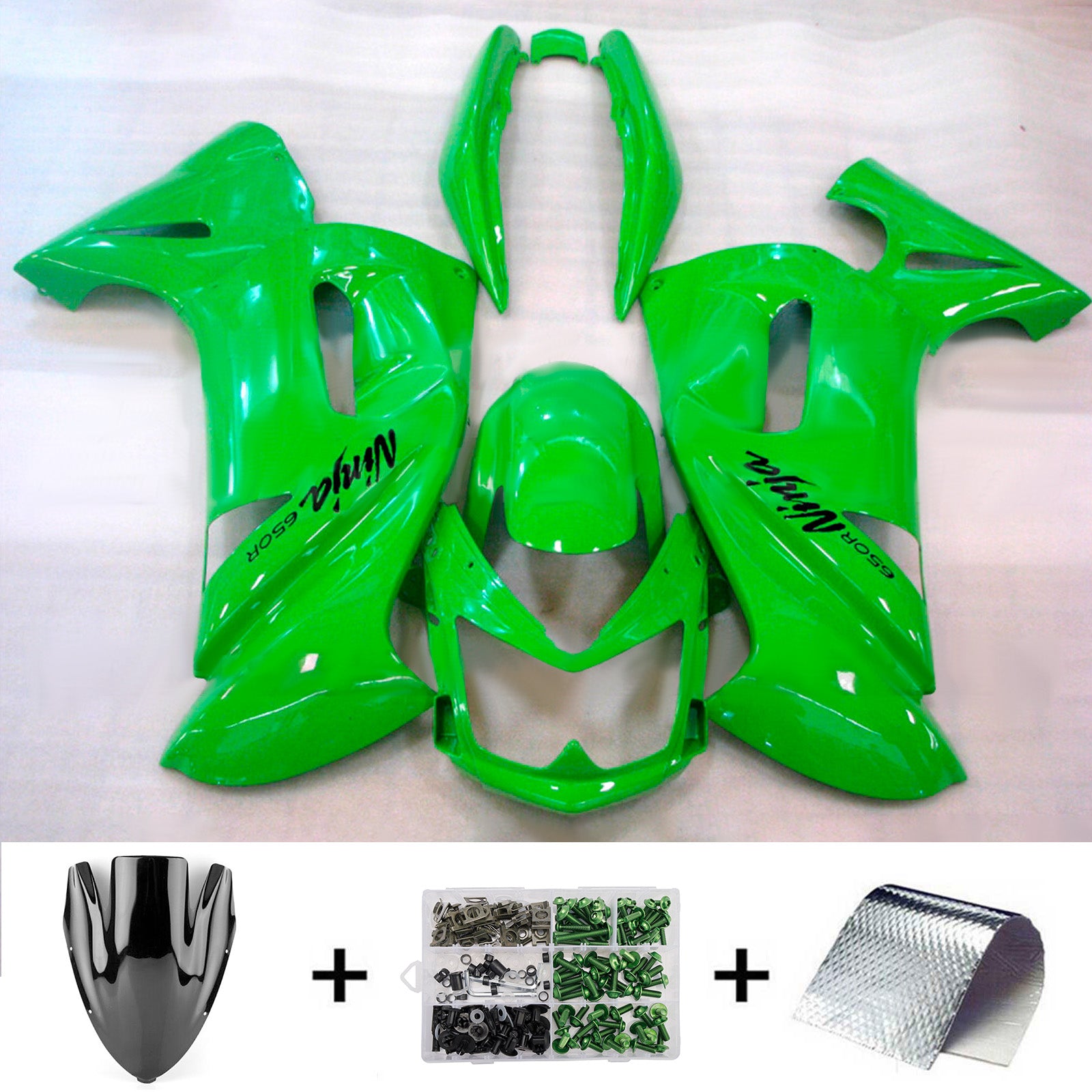Amotopart 2006-2008 Kawasaki ER6F/Ninja650 Green Fairing Kit