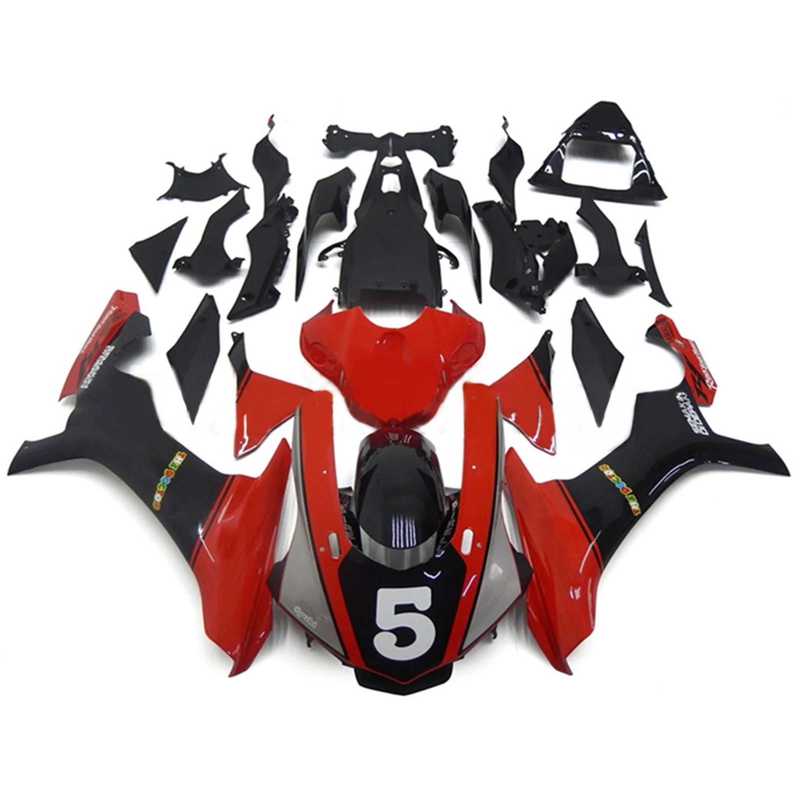 Kit de carenado Amotopart Yamaha YZF 1000 R1 2015-2019 rojo y negro