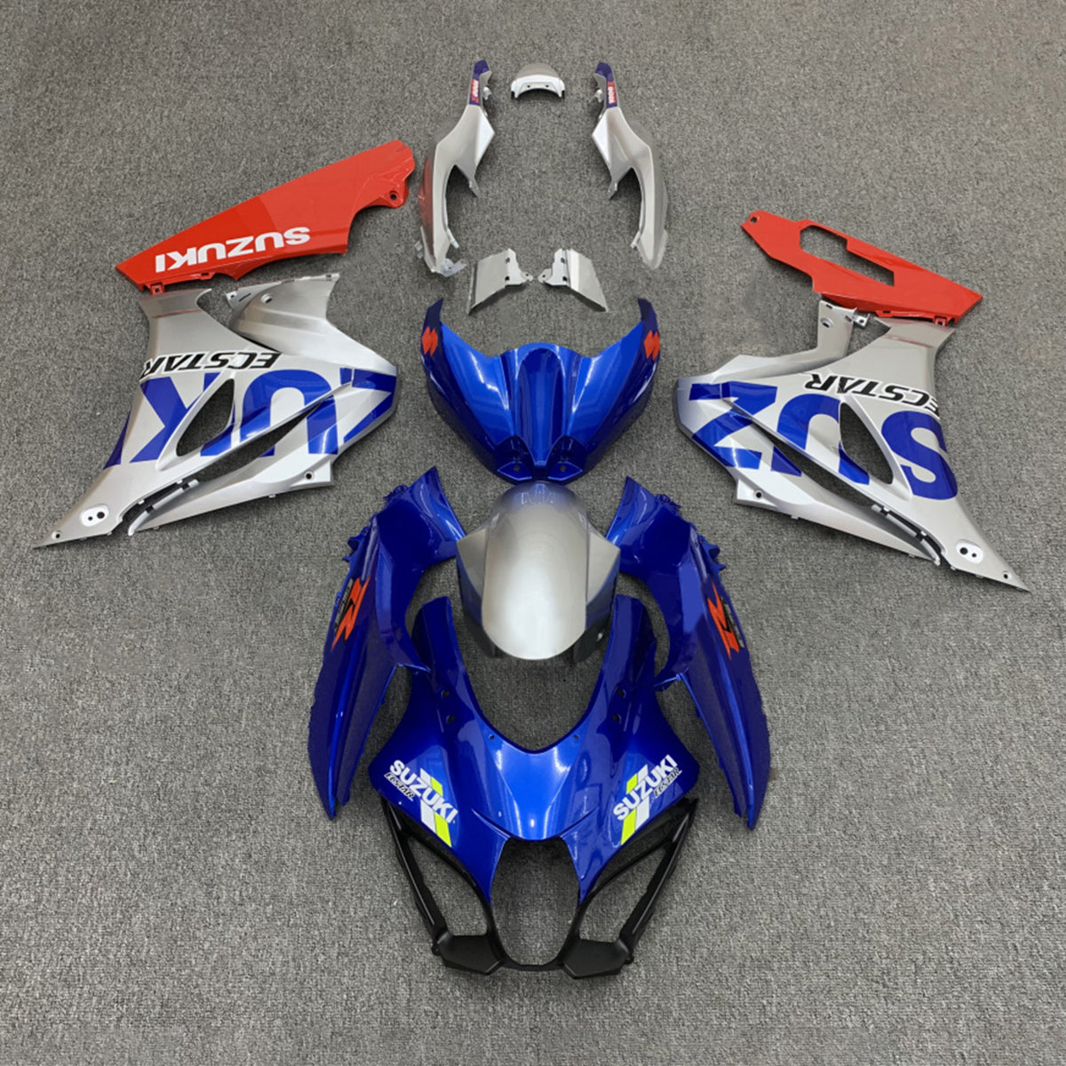 Amotopart 2017-2024 K17 GSXR1000 Suzuki Kit de carenado plateado y azul