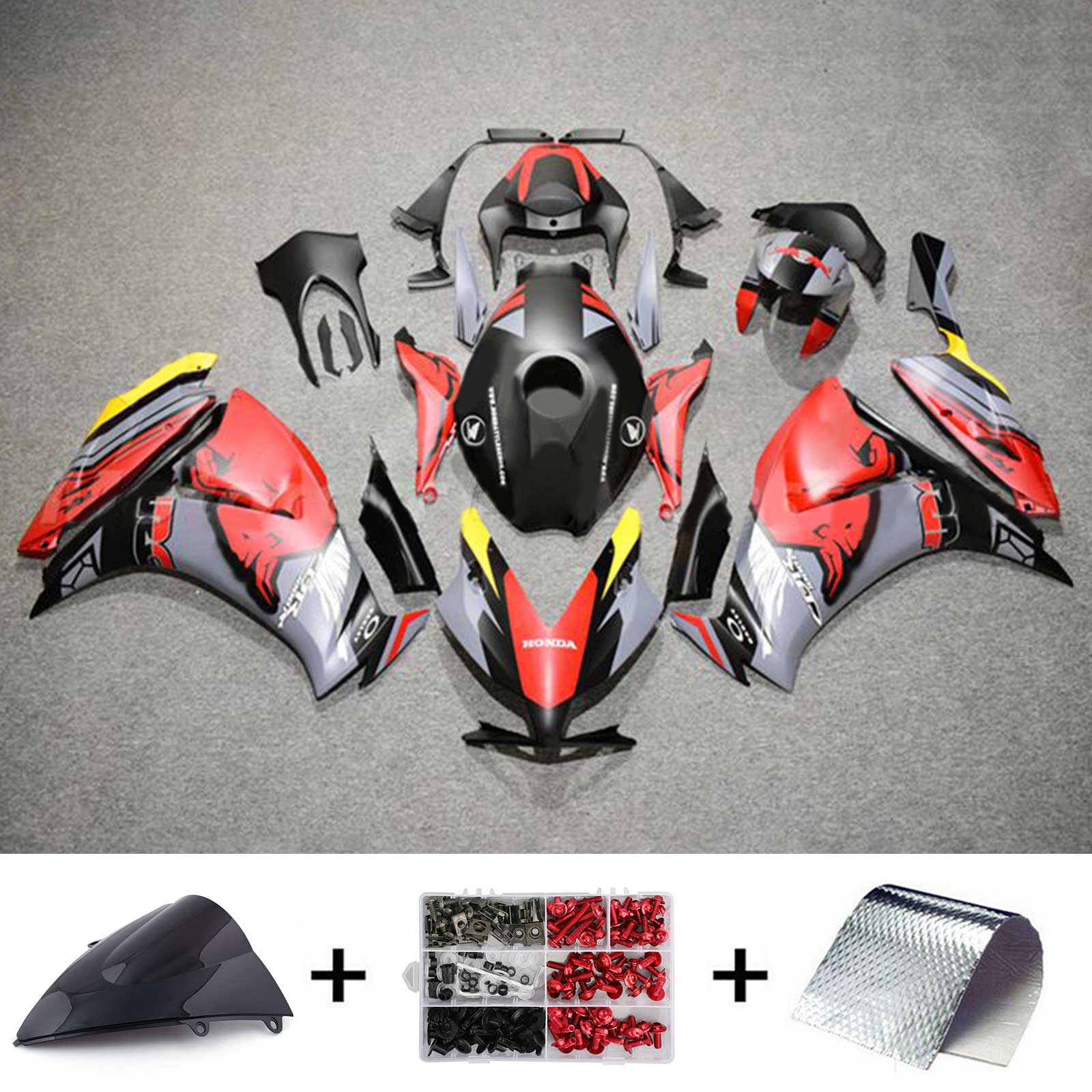 Amotopart 2012-2016 CBR1000RR Honda Kit de carénage rouge et gris