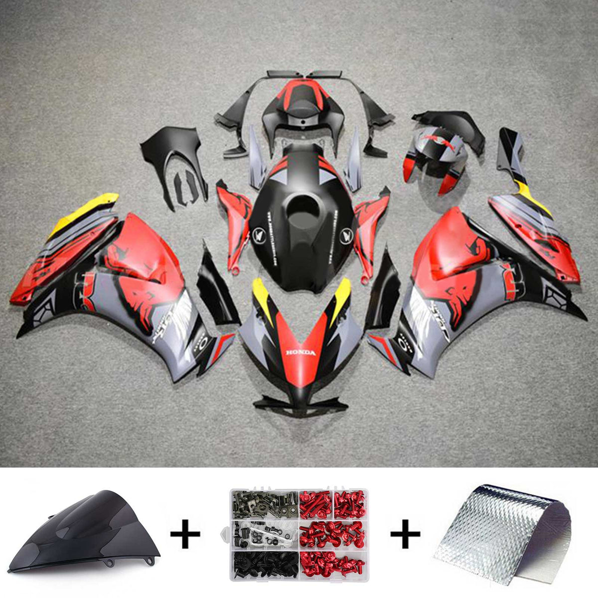 Amotopart 2012-2016 CBR1000RR Honda Kit de carenado rojo y gris