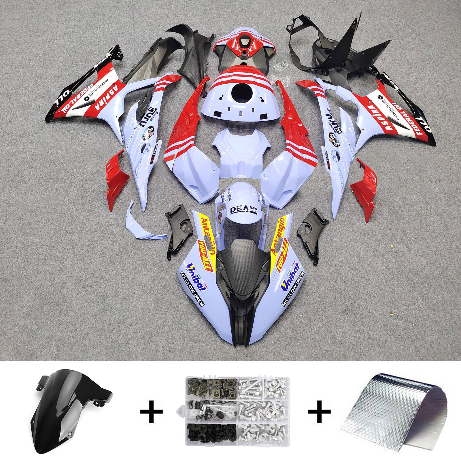 Amotopart 2023-2024 BMW S1000RR Black Red Light Blue Fairing Kit