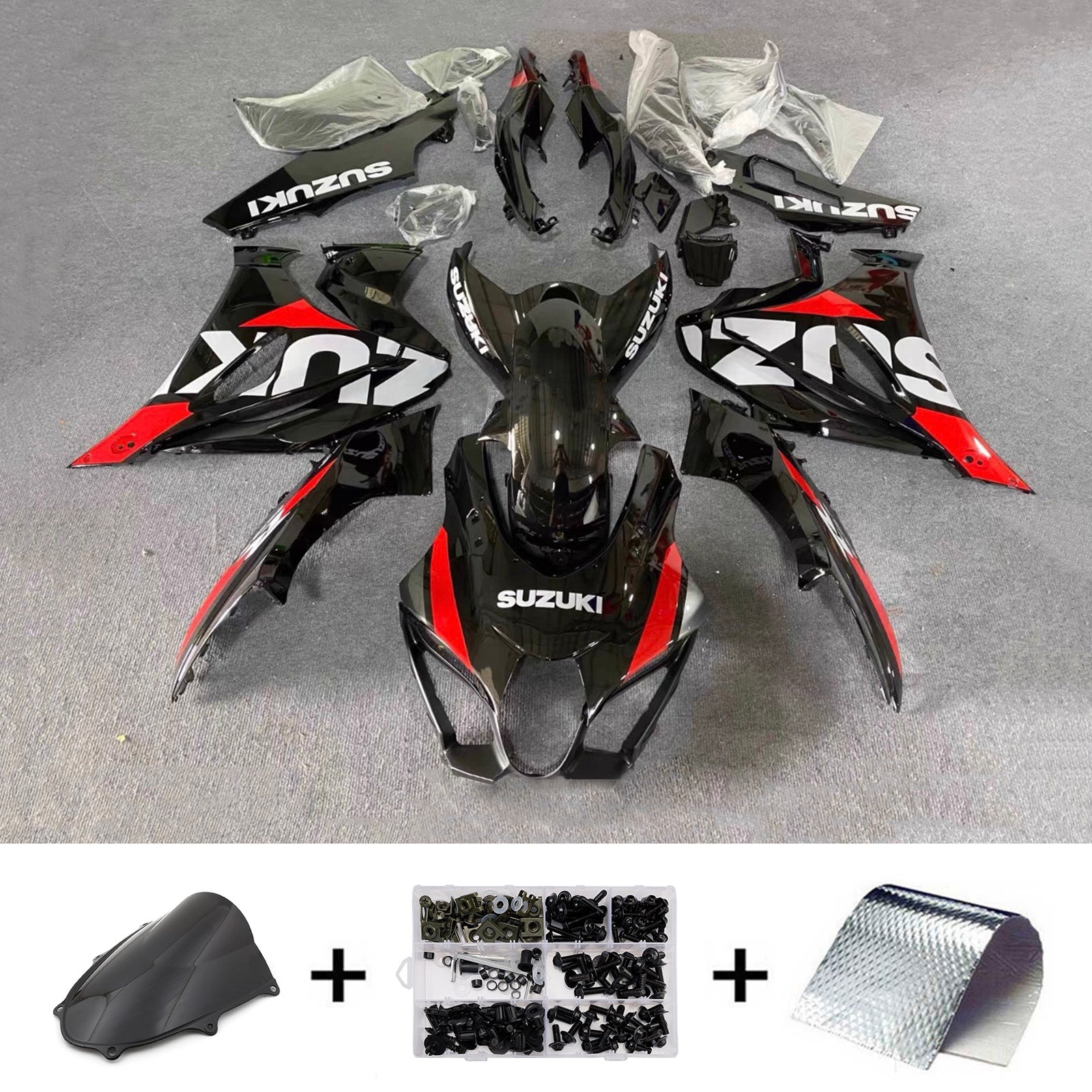 Amotopart 2017-2025 Suzuki GSXR1000 Black Red White Fairing Kit