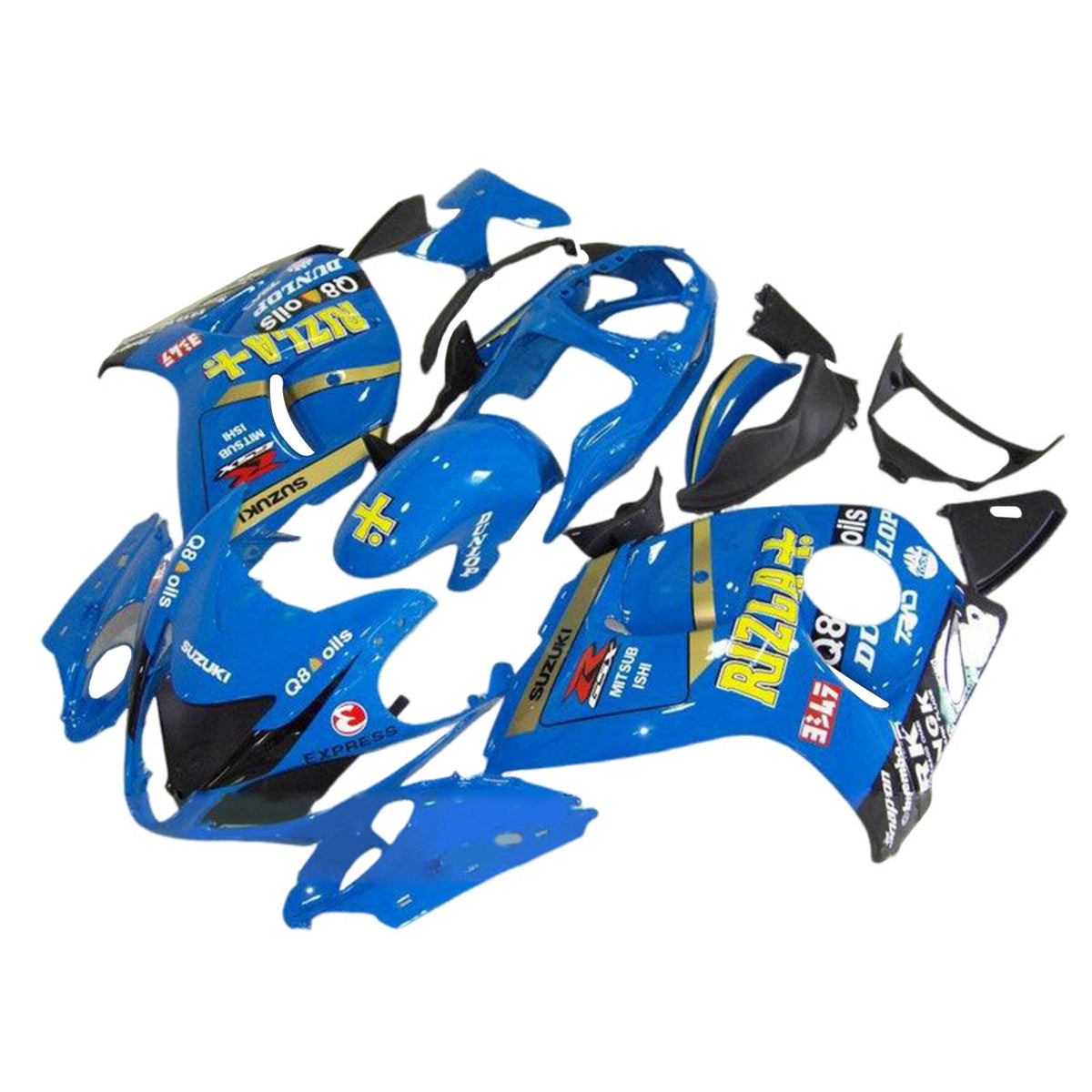 Amotopart 2008-2020 GSX1300R Hayabusa Suzuki Kit de carénage bleu et jaune