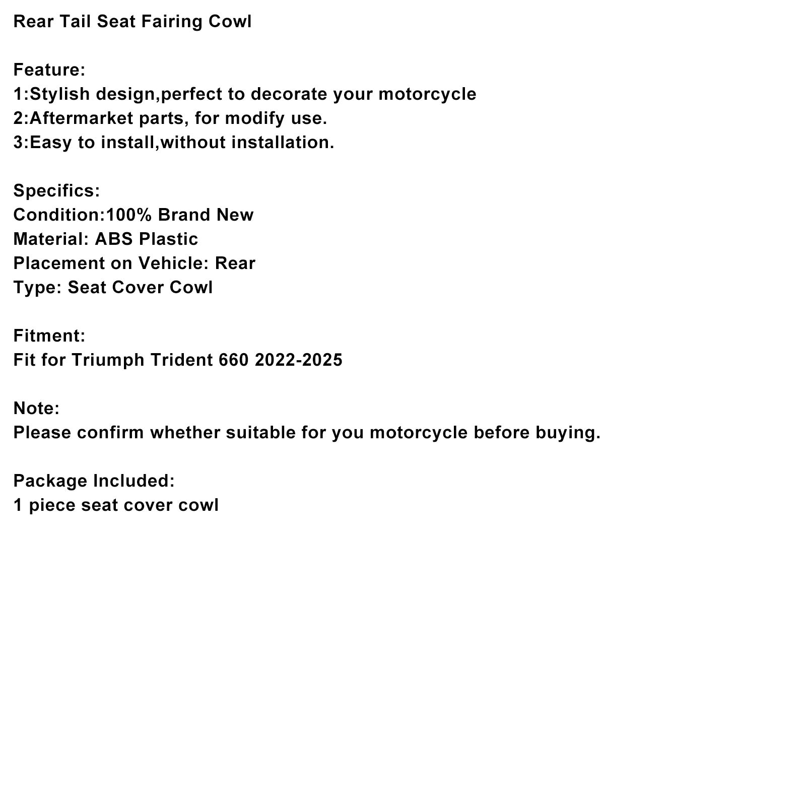 2022-2025 Trident 660 kuipafdekking achterbank