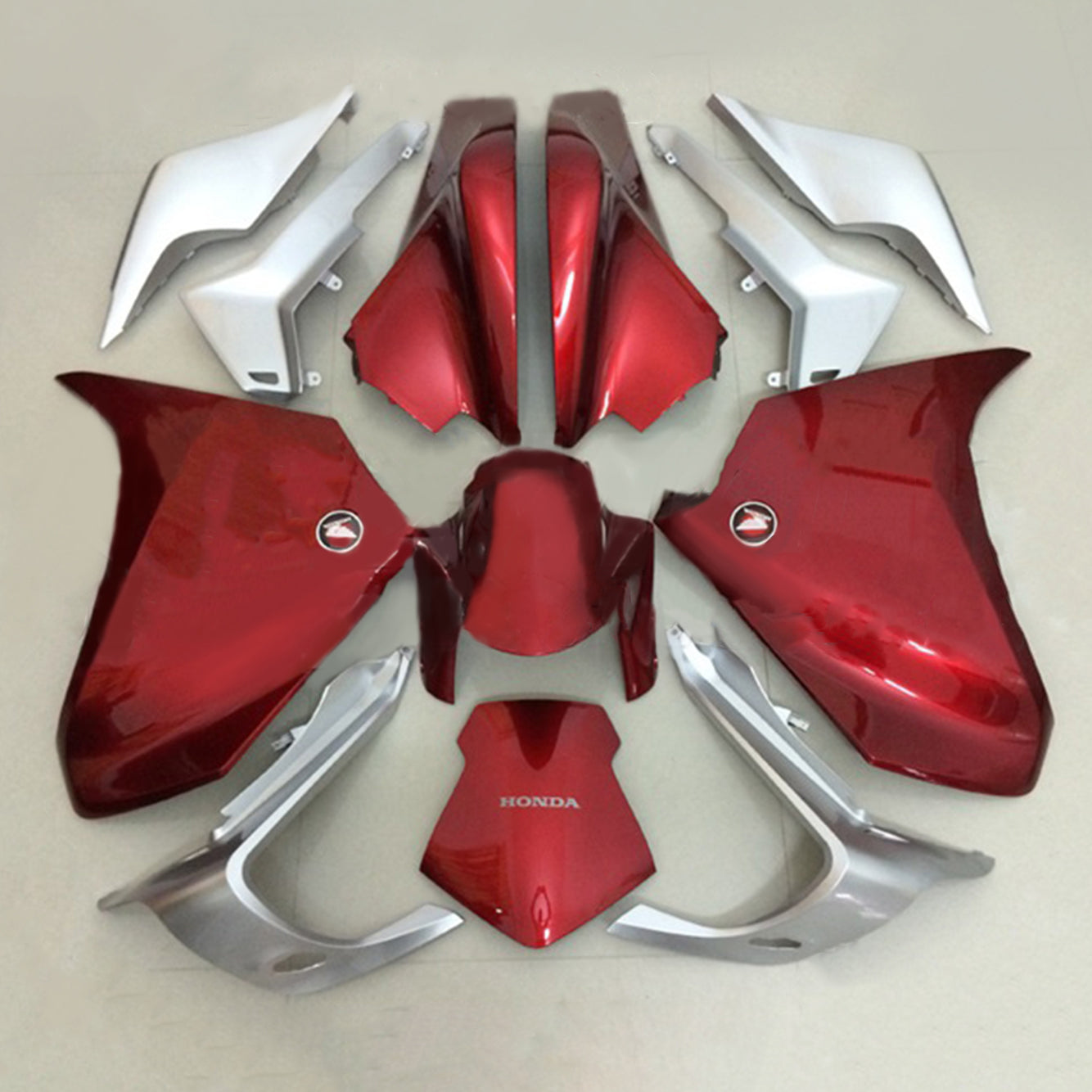 Amotopart 2010–2013 VFR1200 Honda Verkleidungsset in glänzendem Rot und Silber