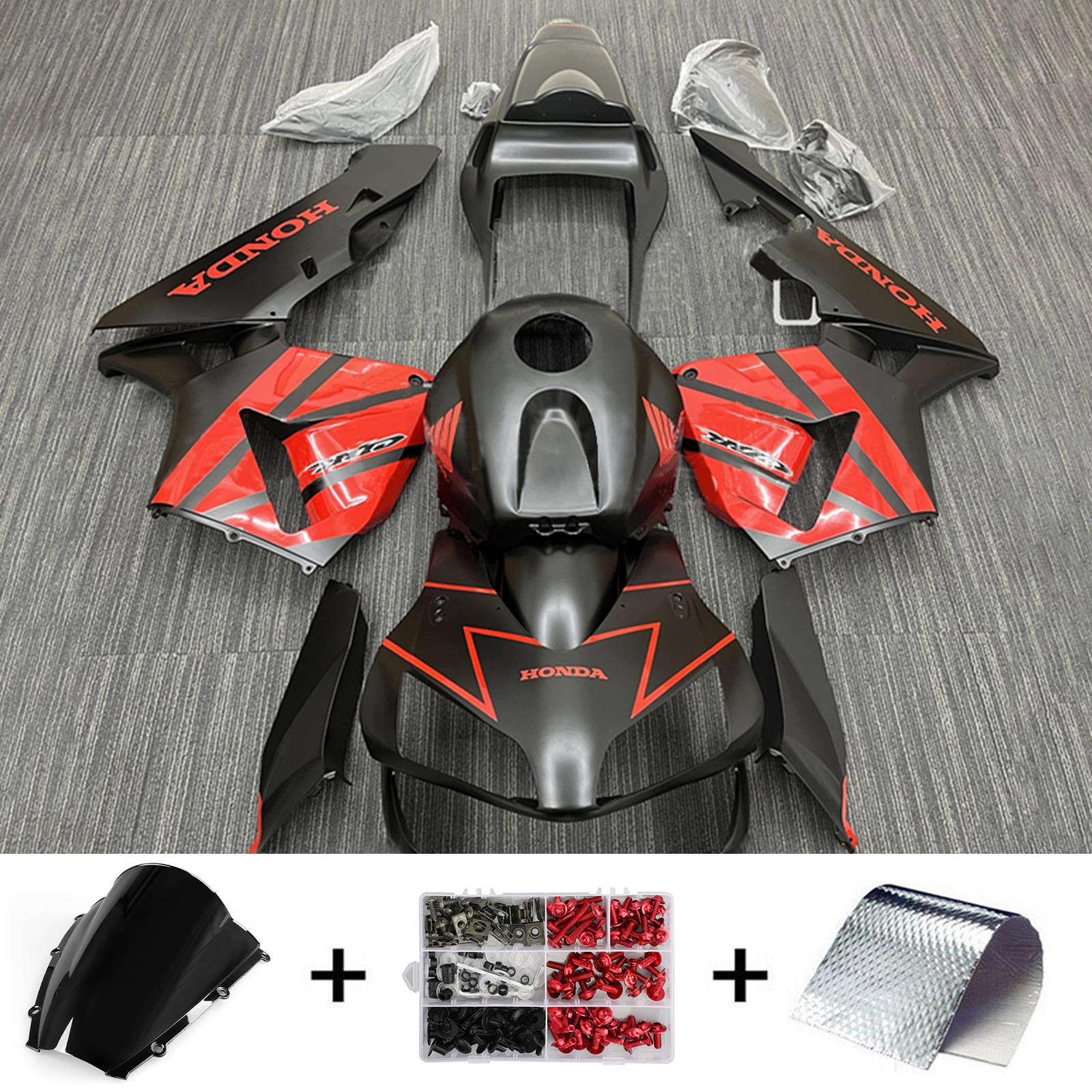 Amotopart 2003-2004 Honda CBR600RR Kit de carénage rouge noir