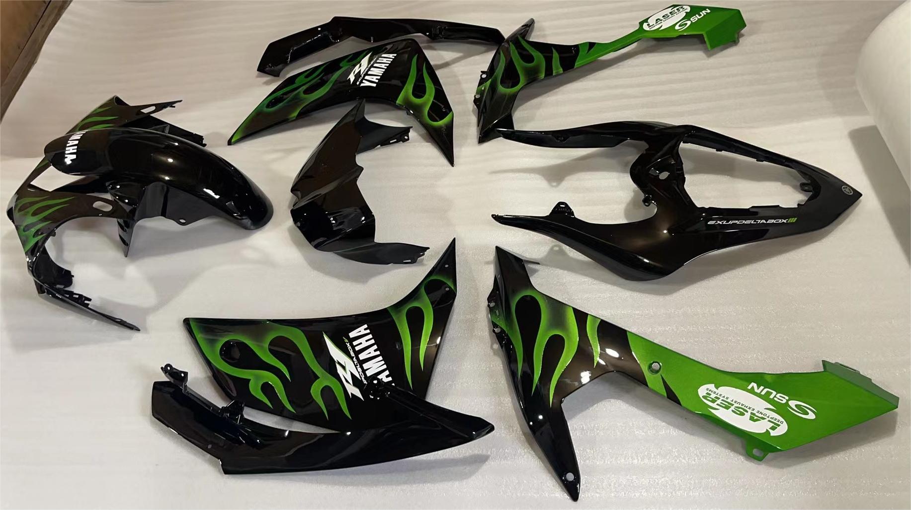 Amotopart Yamaha YZF 1000 R1 2007-2008 Green Black Fairing Kit