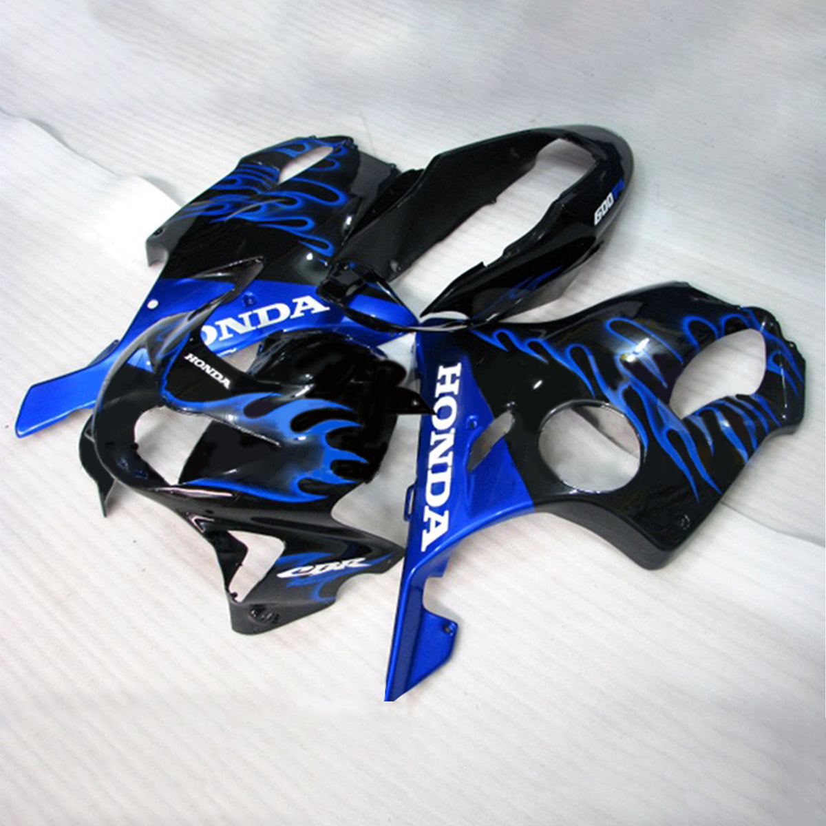 Amotopart 1999-2000 CBR600 F4 Honda negro con kit de carenado de llama azul