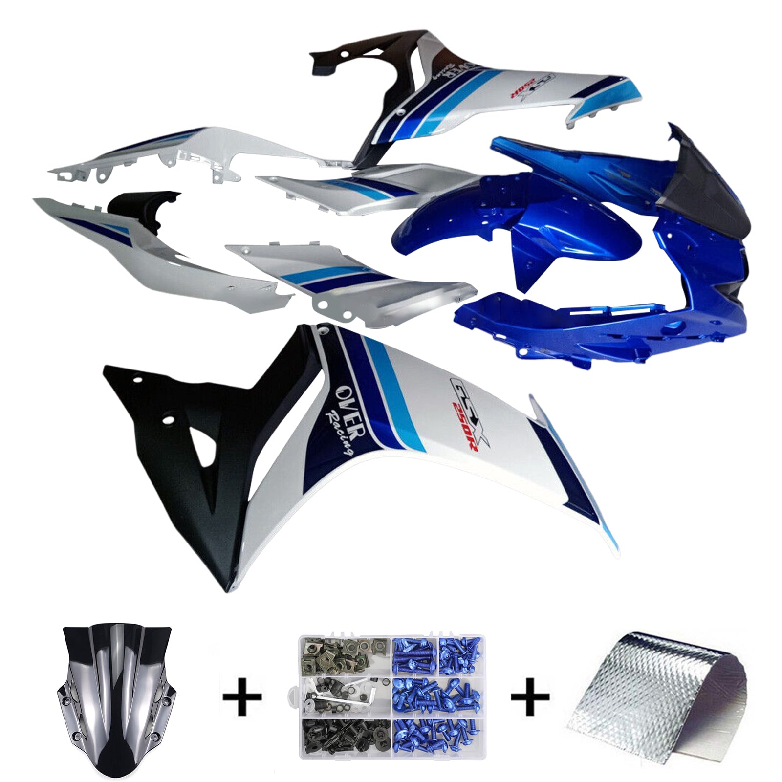 Amotopart 2017-2020 GSX250R Suzuki Blue&White Fairing Kit