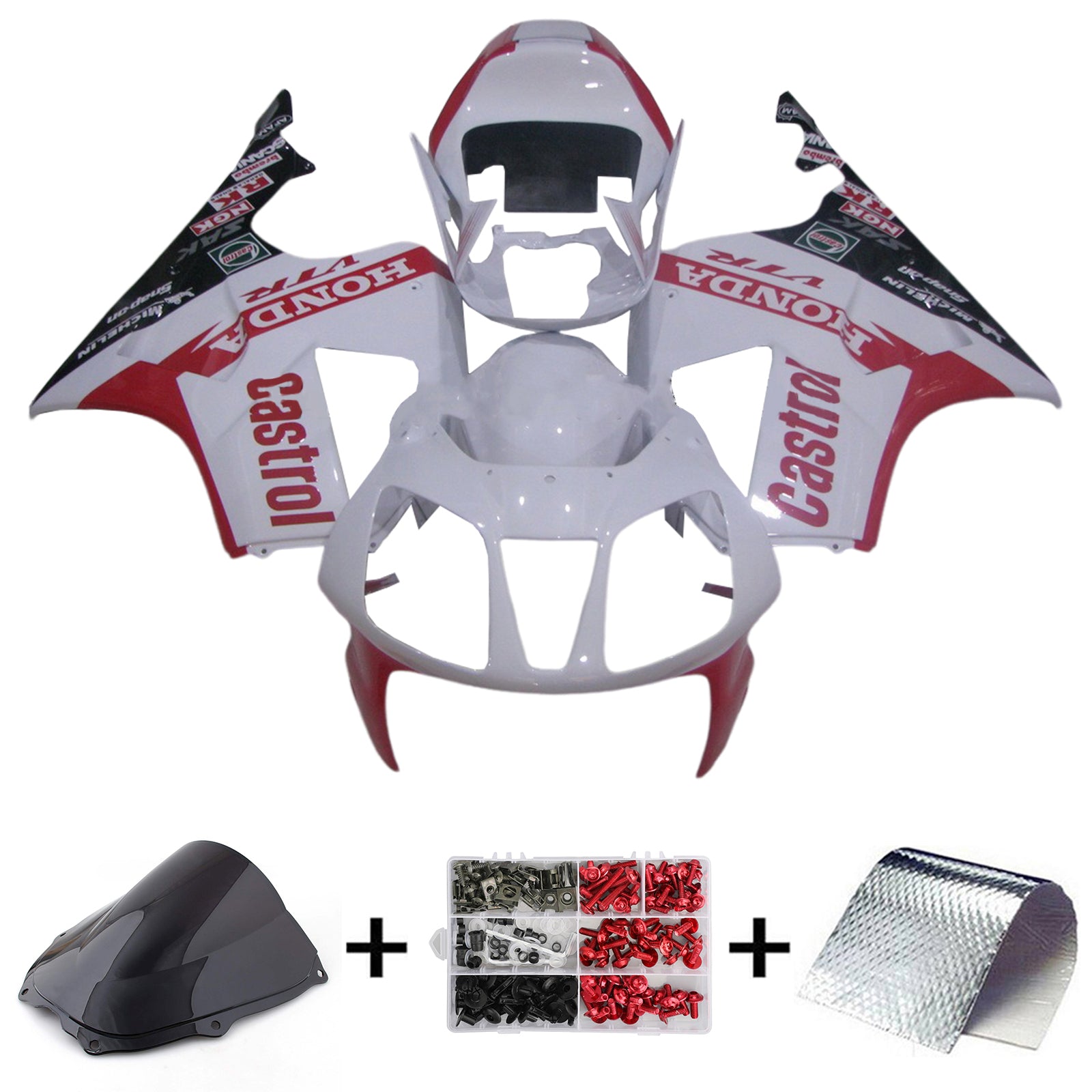 Amotopart 2000-2006 Honda VTR1000 RC51 White Black Red Fairing Kit