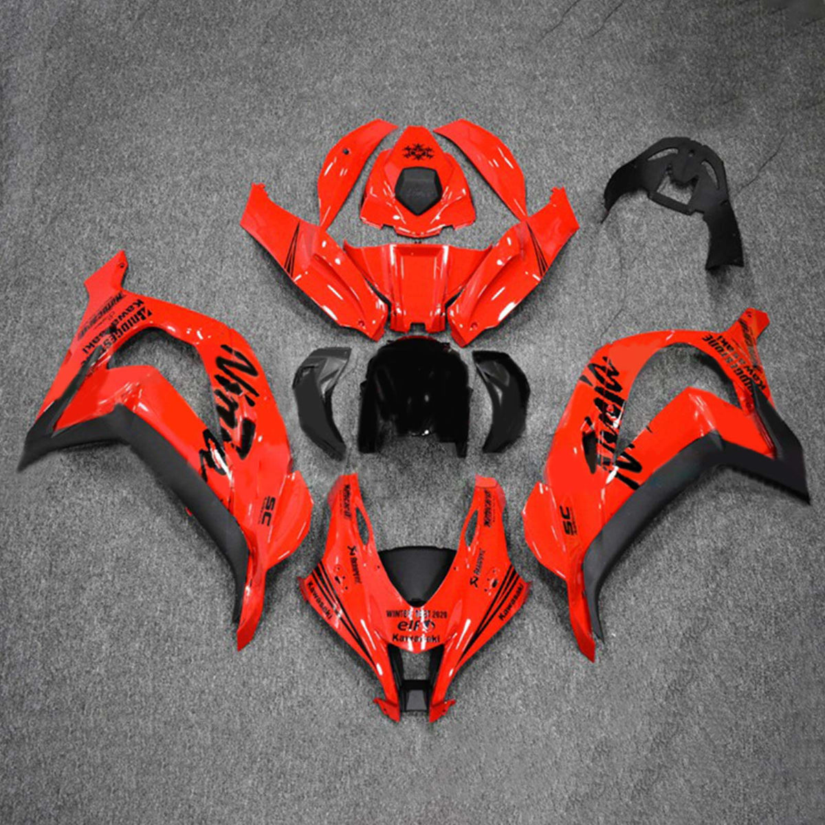 Amotopart 2016-2020 ZX10R Kawasaki Red&Black Style3 Fairing Kit