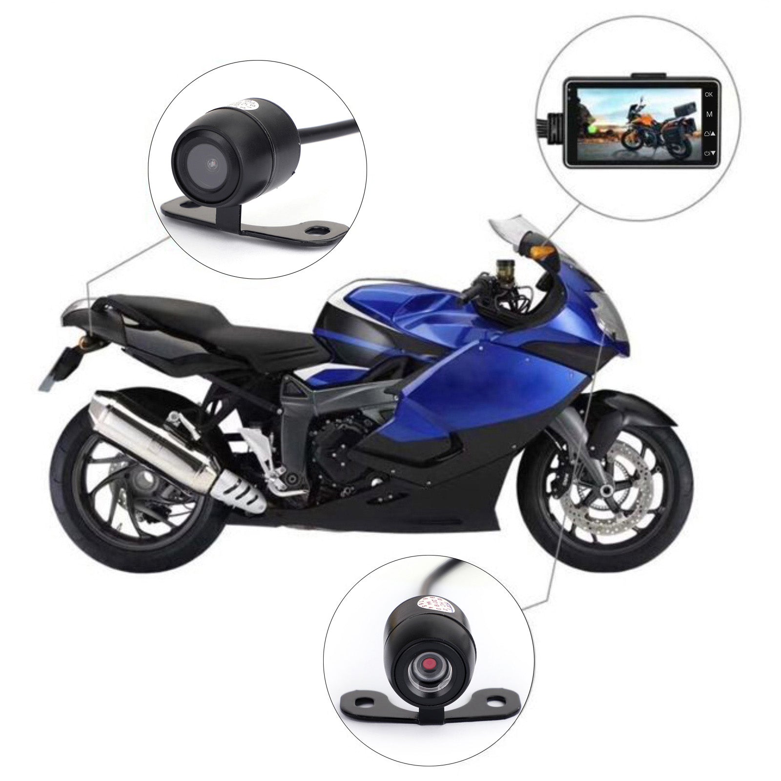 Motorrad-DVR-Videorecorder + 1080P Full HD-Frontkamera und Rückfahrkamera