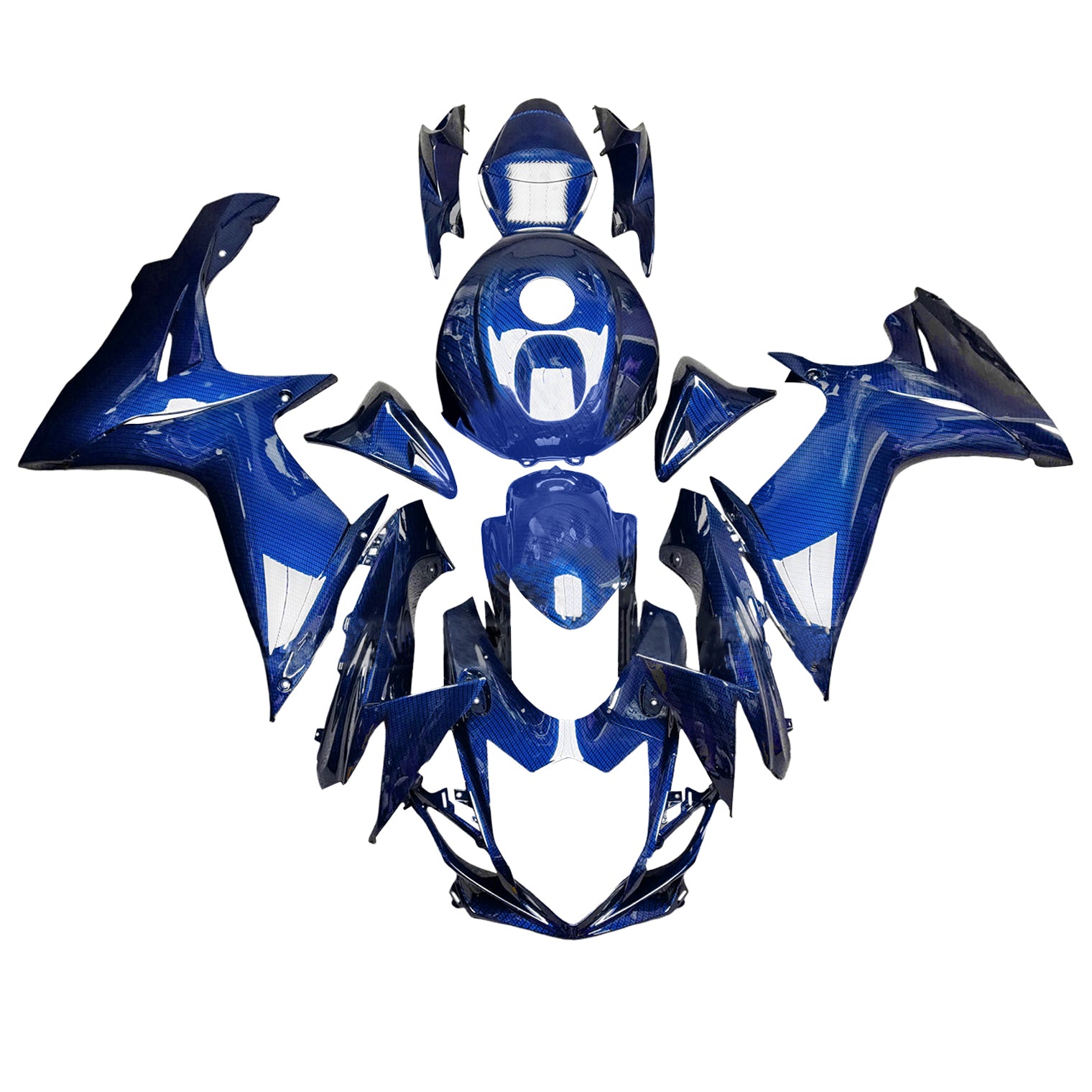 Amotopart 2011-2025 Suzuki GSXR 600/750 Blaues Kohlefaser-Musterverkleidungskit