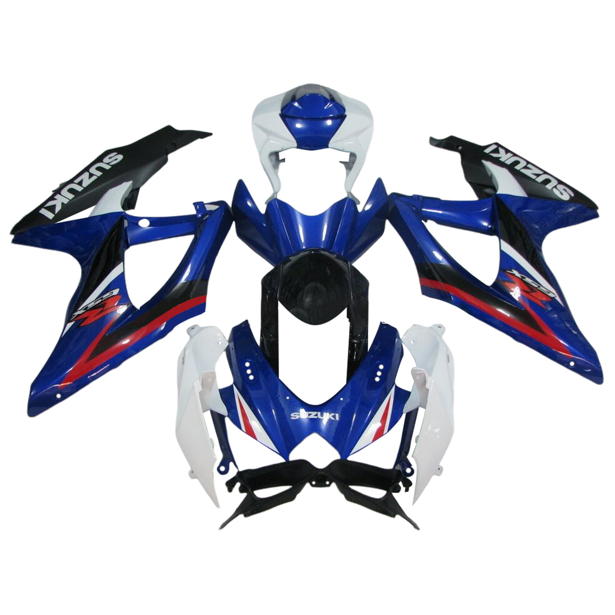 Amotopart 2008-2010 K8 GSXR 600/750 Suzuki Kit de carenado azul y negro