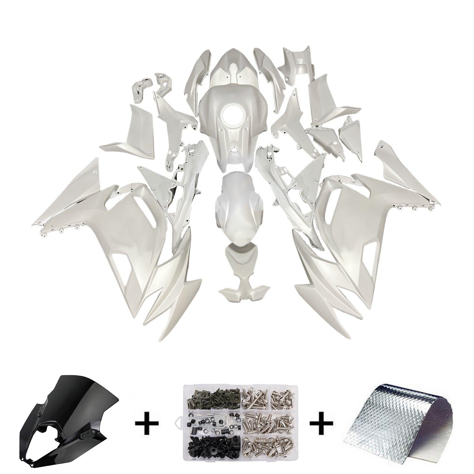 Amotopart 2020-2025 Kawasaki ER6F Ninja650 White Fairing Kit