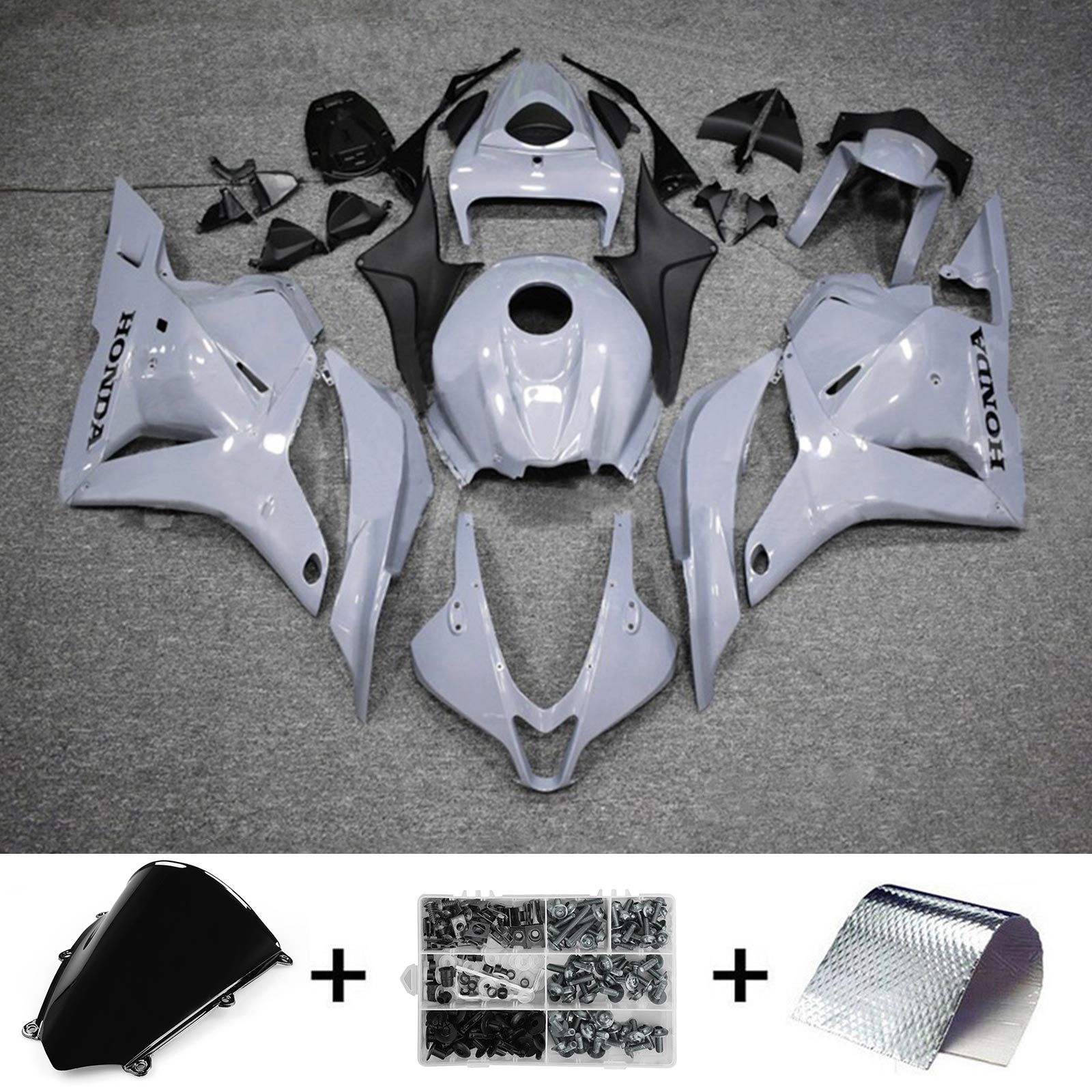 Amotopart 2009-2012 Honda CBR600RR Kit de carenado gris brillante