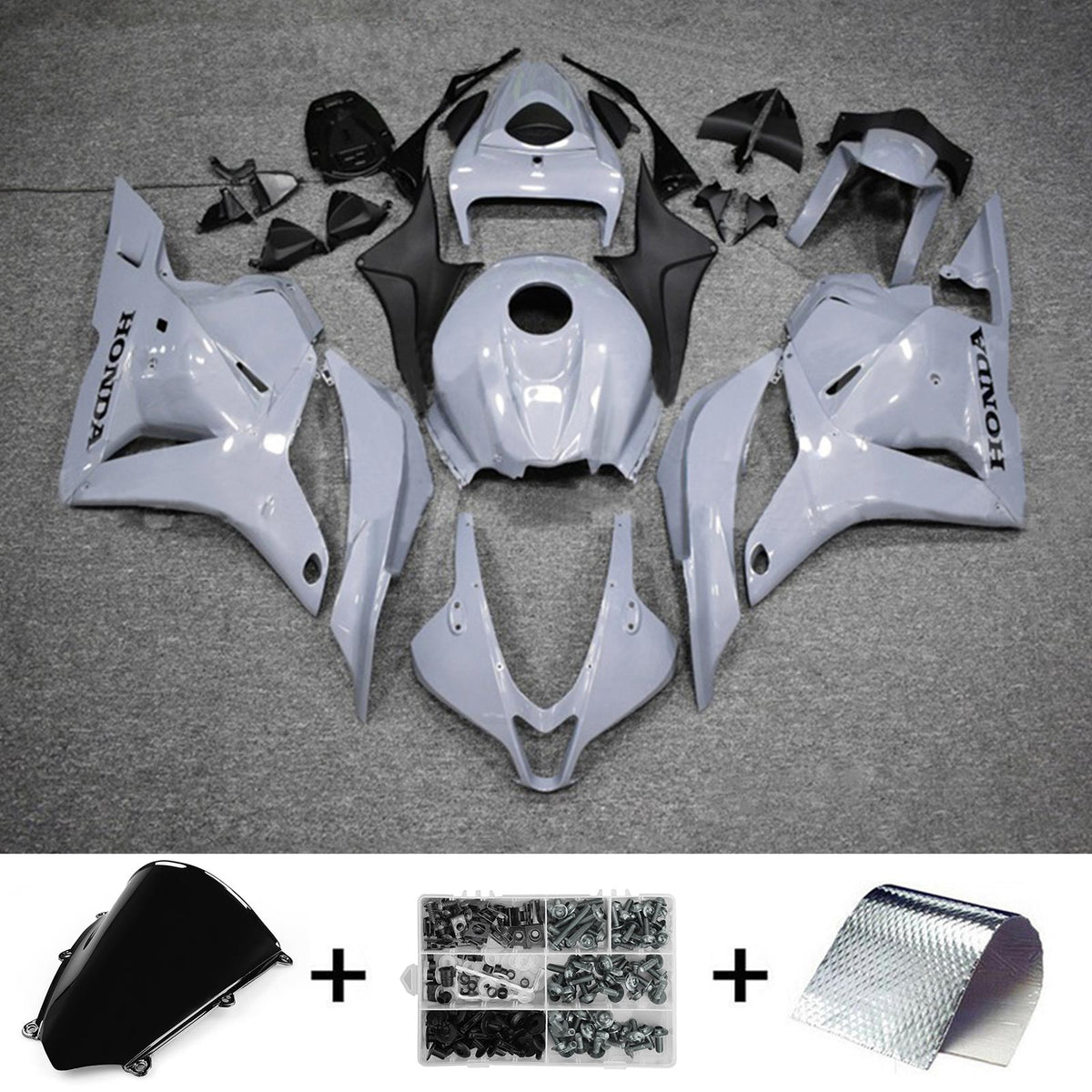Amotopart 2009-2012 Honda CBR600RR White Black Fairing Kit