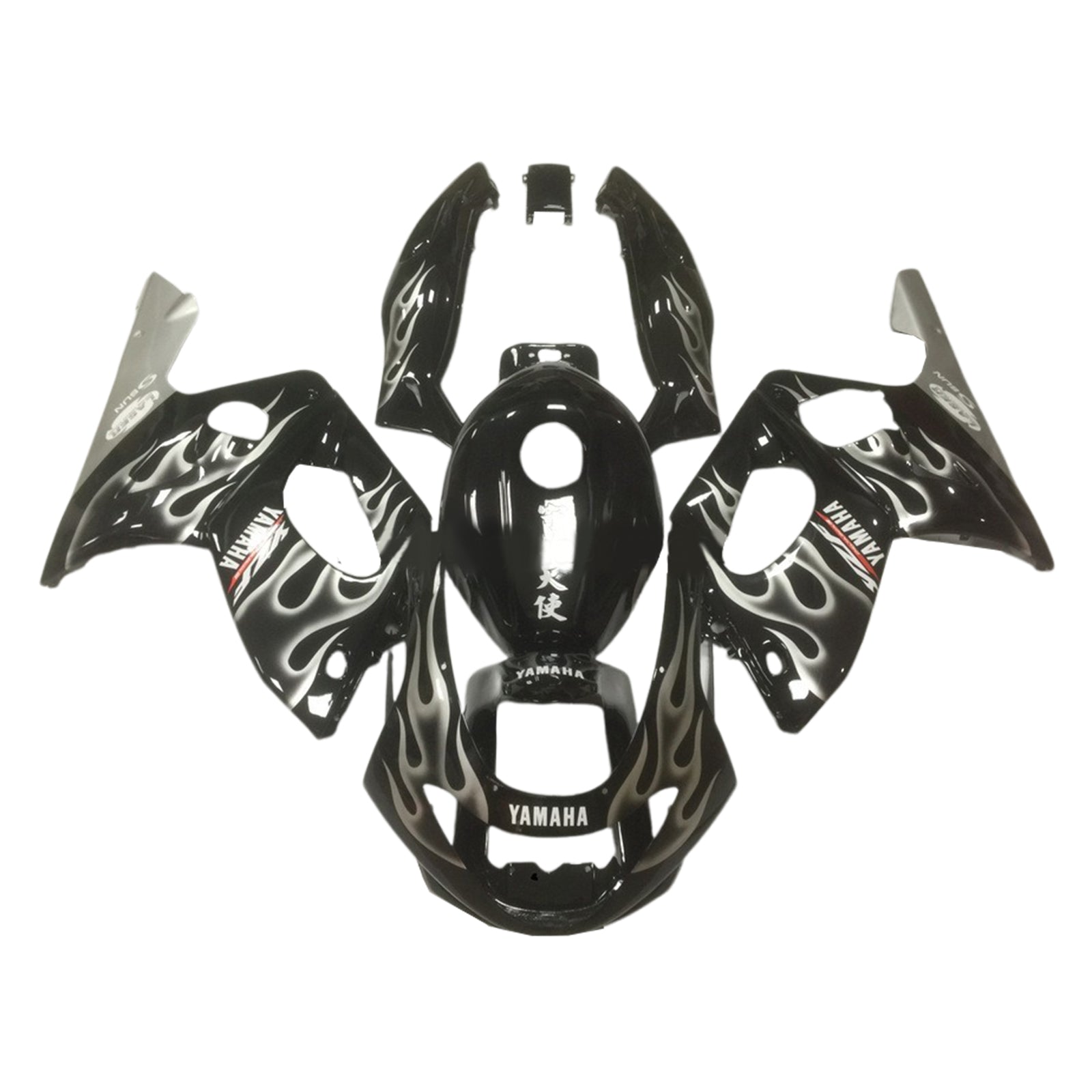 Amotopart 1996-2007 Yamaha YZF 600R Thundercat Glossy Black White Fairing Kit