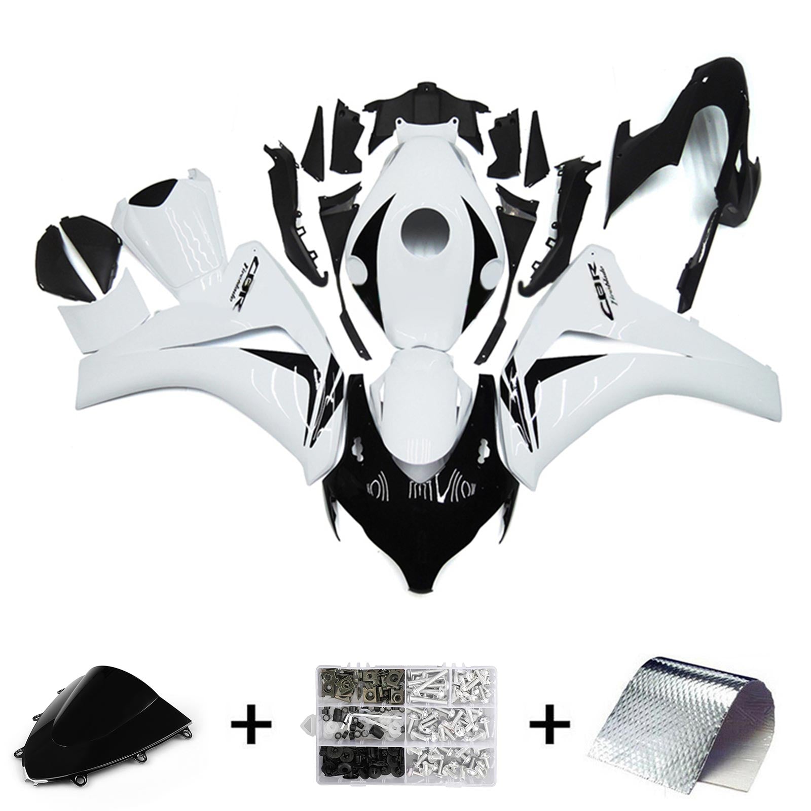 Amotopart 2008-2011 Honda CBR1000RR Kit de carénage blanc et noir