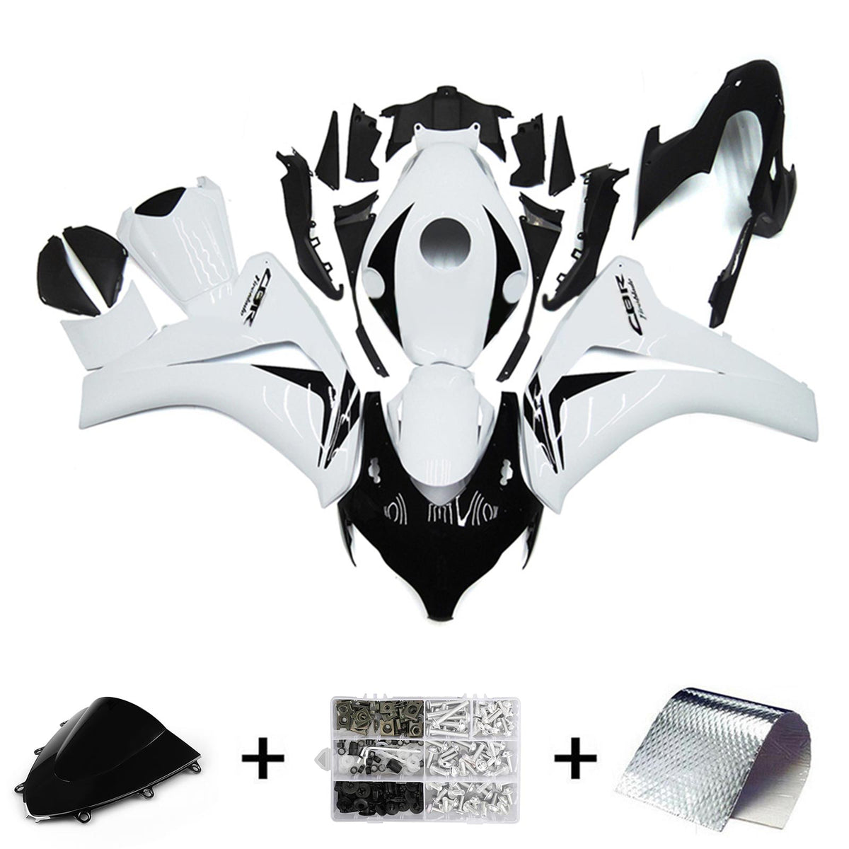 Amotopart 2008-2011 Honda CBR1000RR Kit de carenado blanco y negro