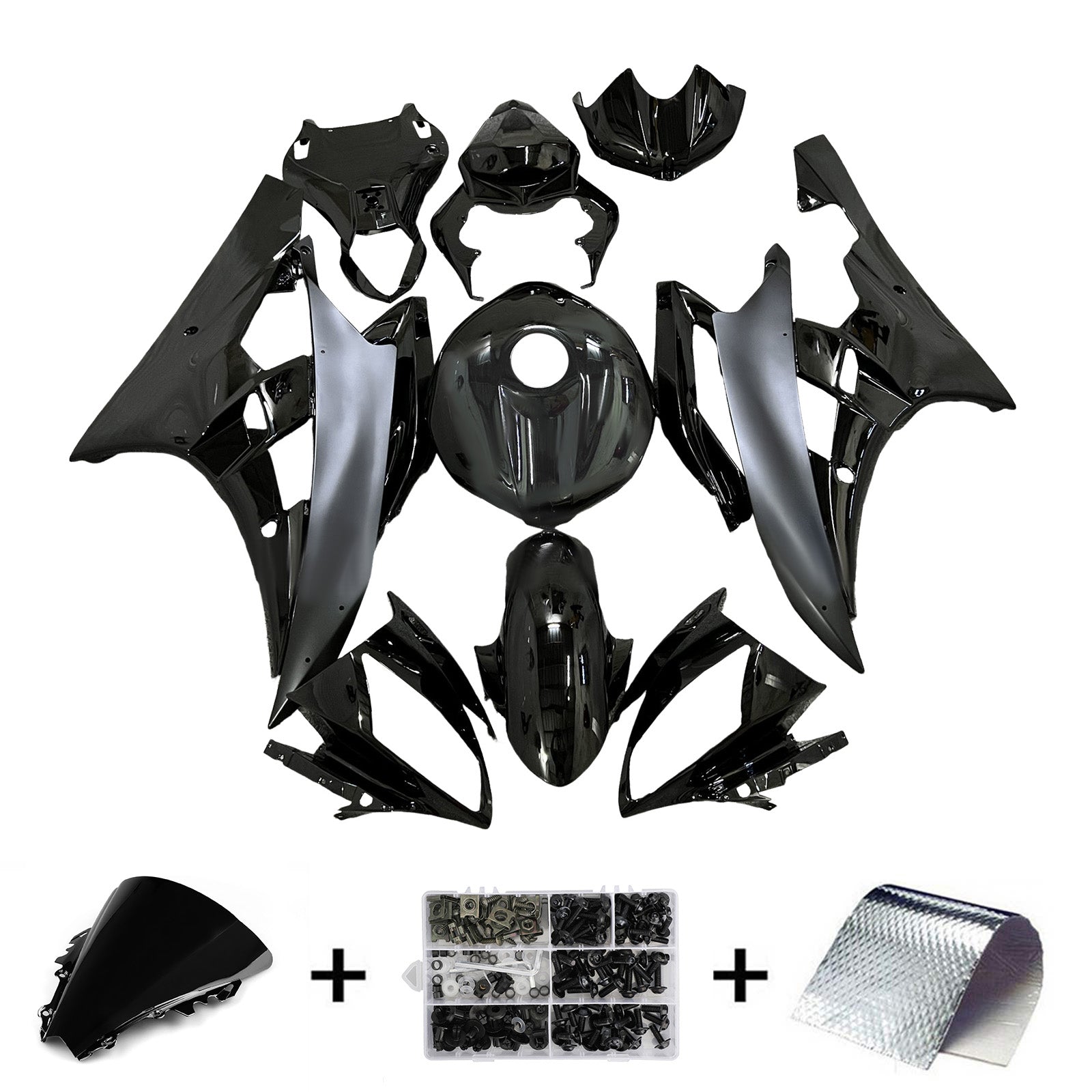 Amotopart 2006-2007 Yamaha YZF-R6 Black Fairing Kit