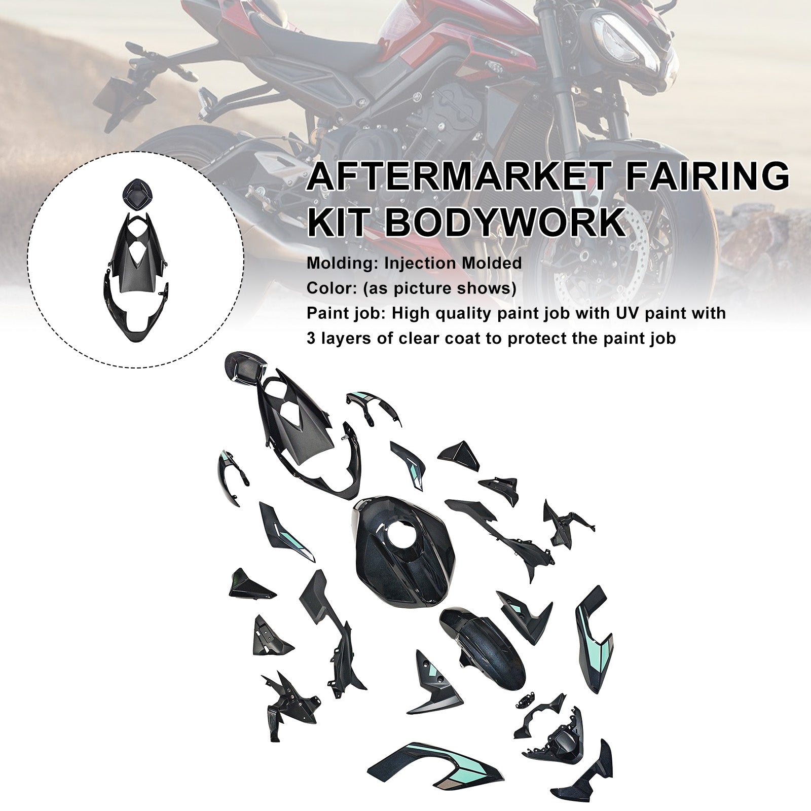 Amotopart 2023–2025 Triumph Street Triple 765 R/RS Verkleidungsset-Kollektion