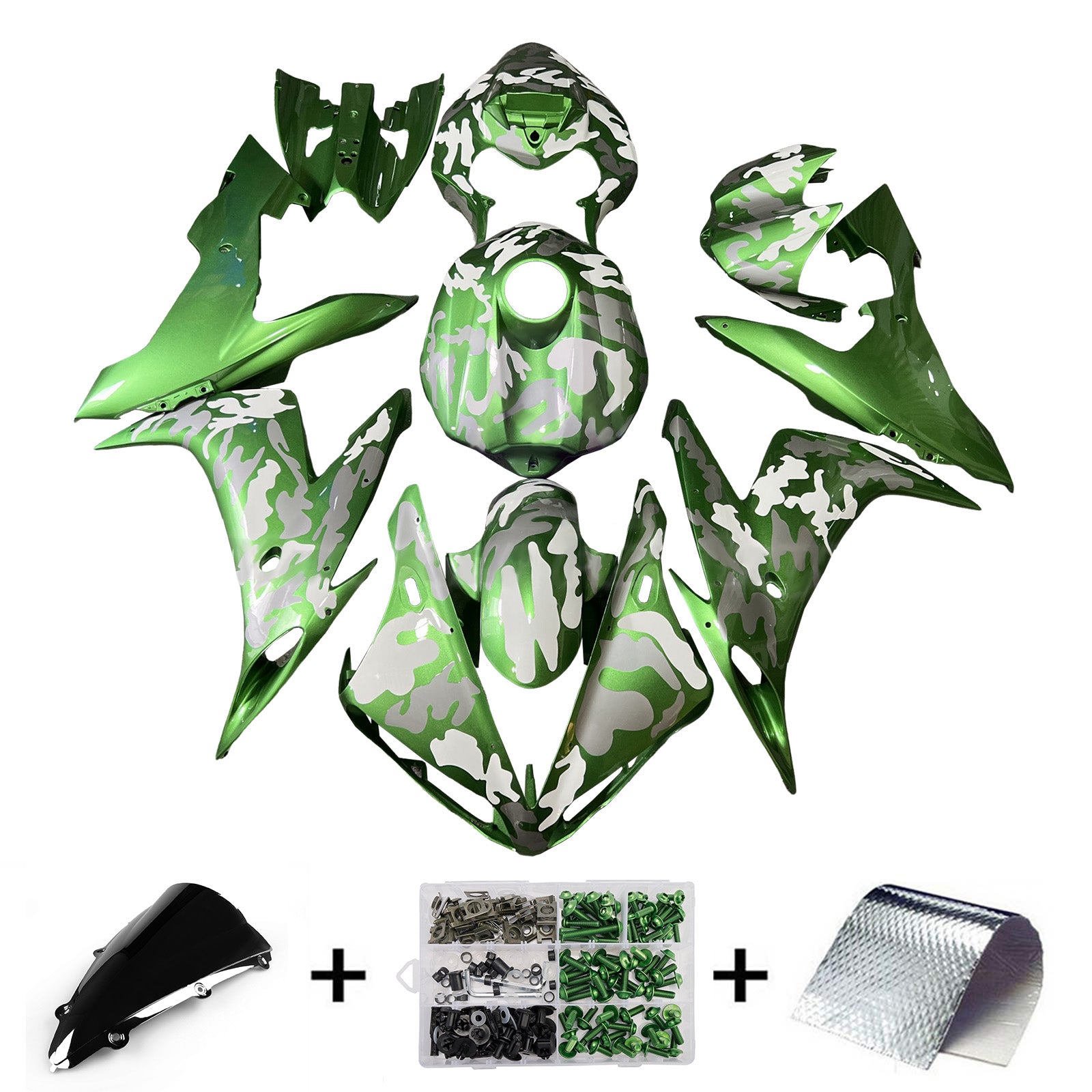 Amotopart 2004-2006 Yamaha YZF-R1 Green Grey Fairing Kit