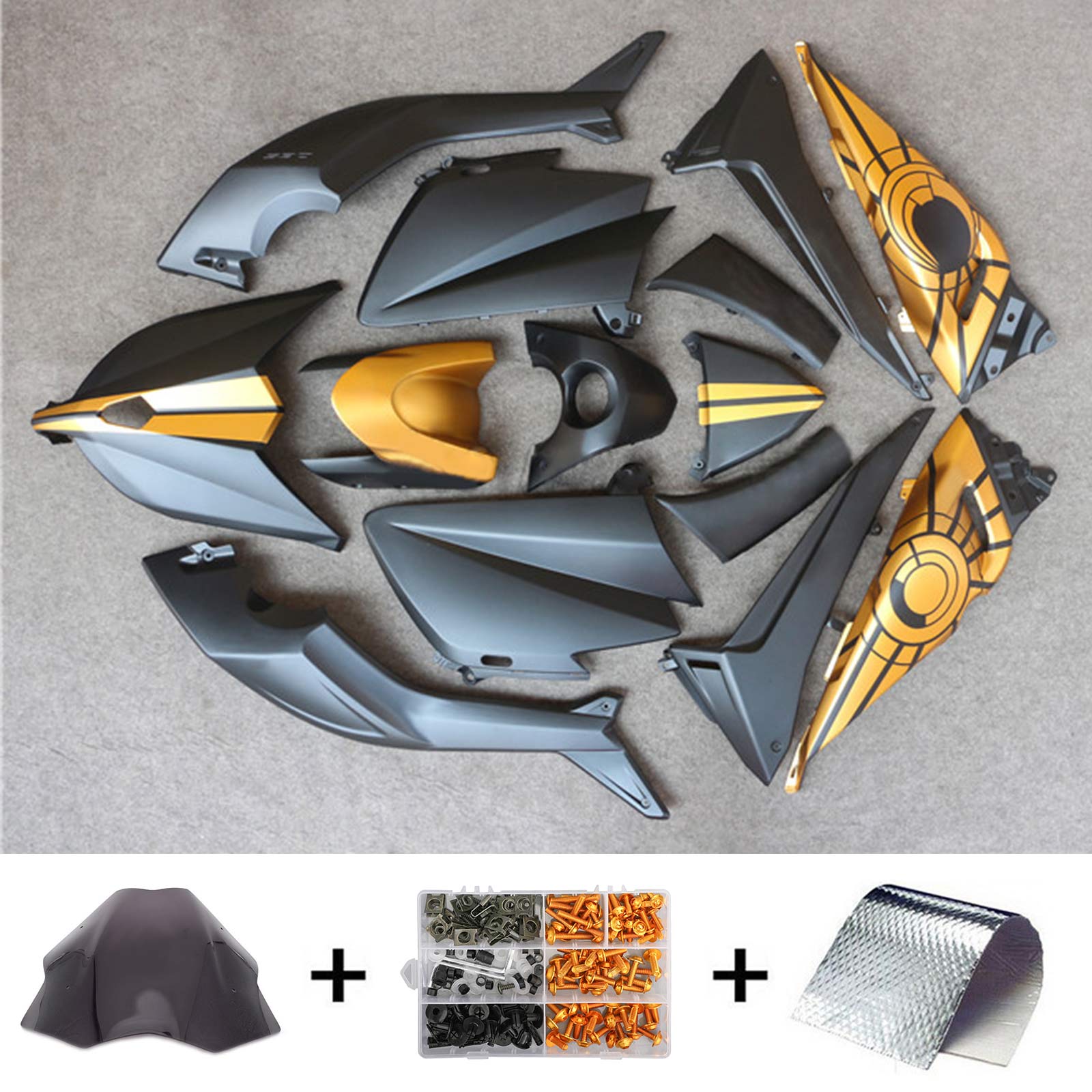 Amotopart 2012-2014 T-Max TMAX530 Yamaha Matte Black&Gold Fairing Kit