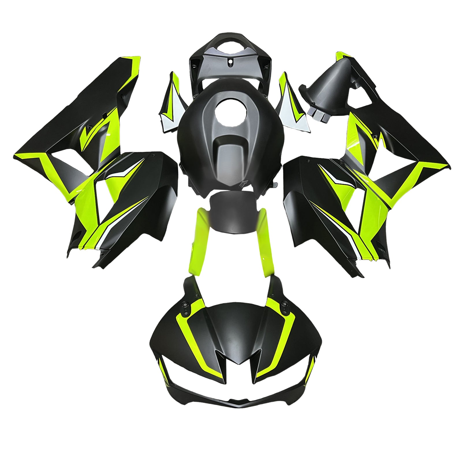 Amotopart 13-25 version américaine & Kit de carénage noir mat et vert pour Honda CBR600RR (version européenne 2013-2023)
