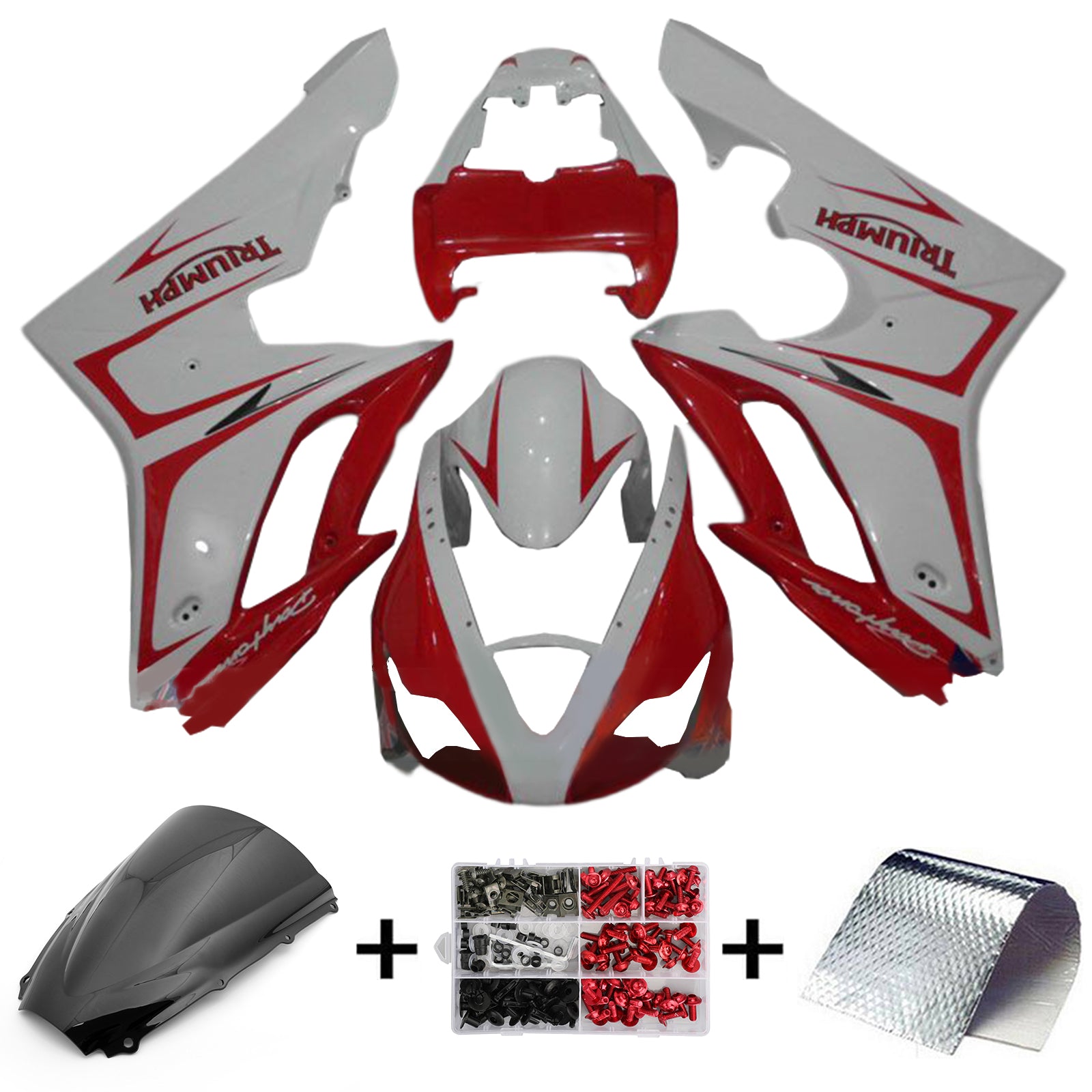 Amotopart 2006-2008 Triumph Daytona 675 Kit de carenado rojo y blanco Style2