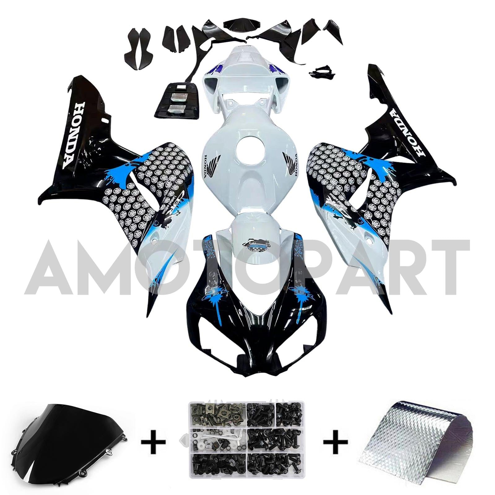 Amotopart 2006-2007 Honda CBR1000RR WHITE BLACK RAKING KIT