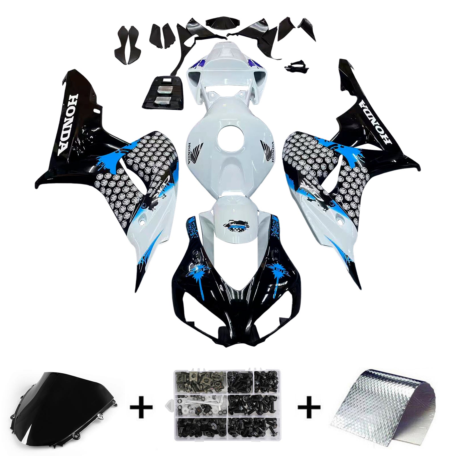 Amotopart 2006-2007 Honda CBR1000RR White Black Fairing Kit